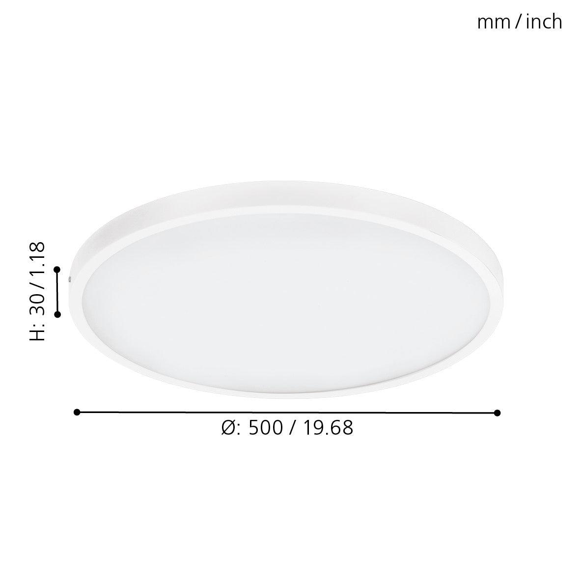eglo fueva 1 led white flush ceiling light 50cm living room close up