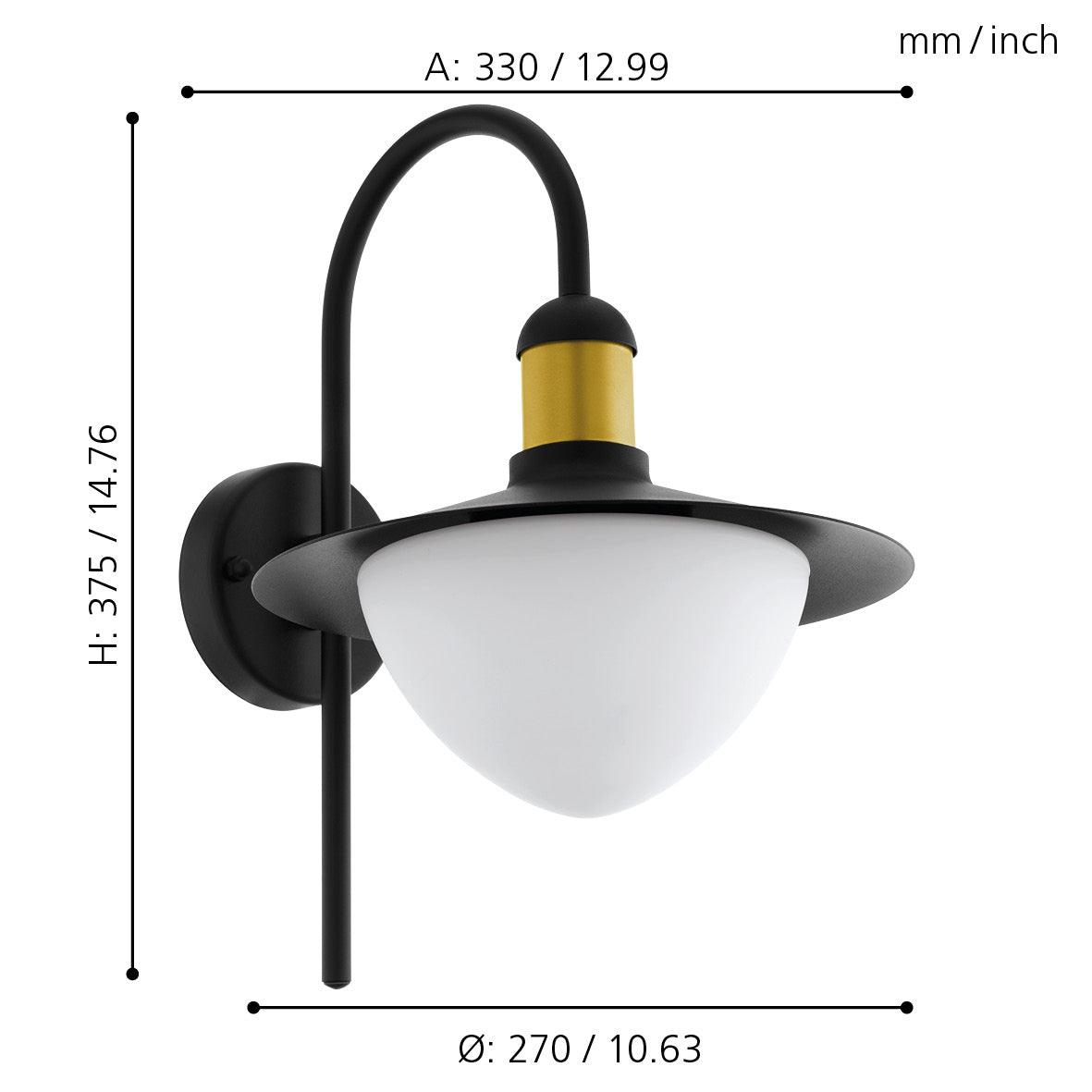 eglo sirmione black gold ip44 outdoor wall light kitchen lighting