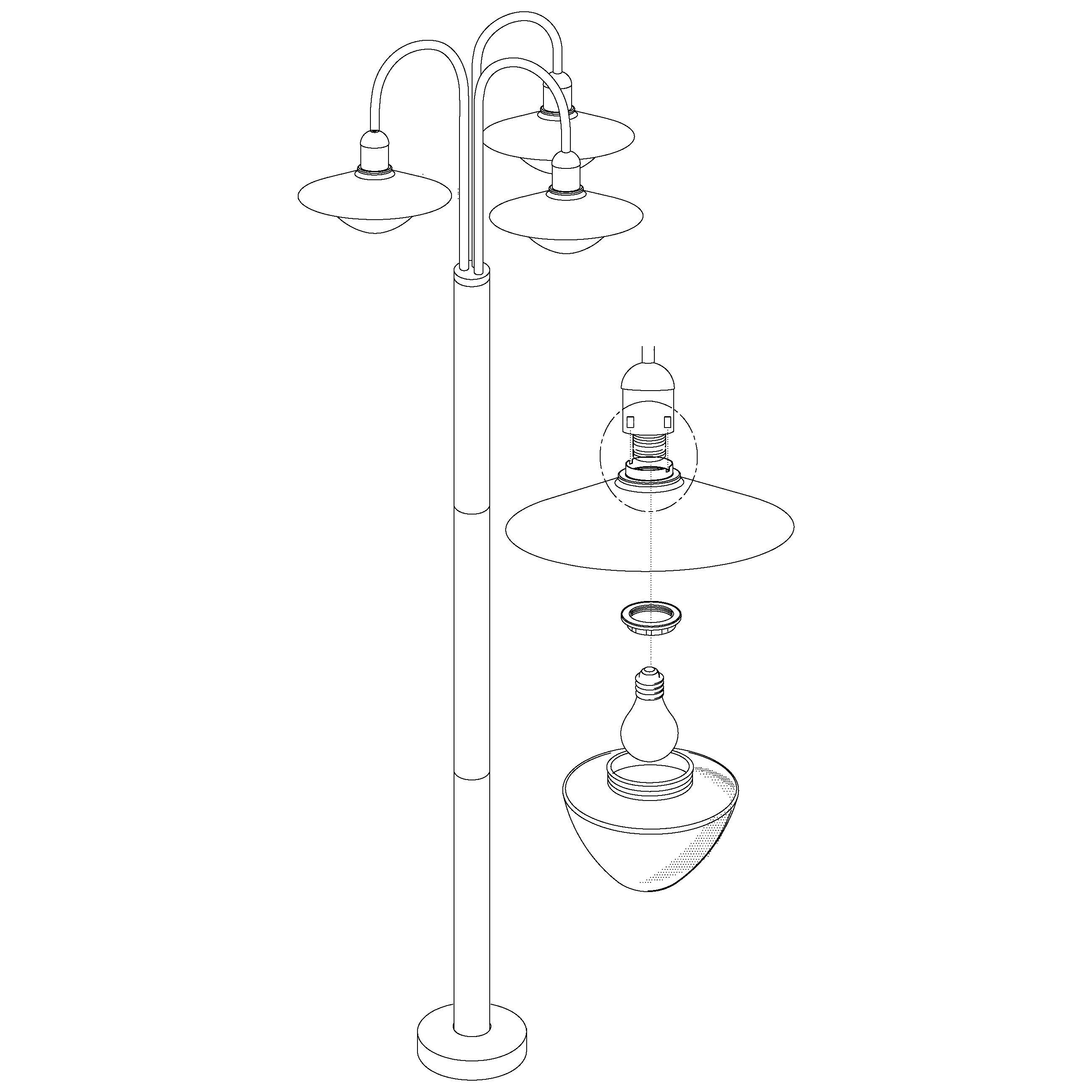 eglo sirmione 3 light black gold lamp post ip44 kitchen lighting
