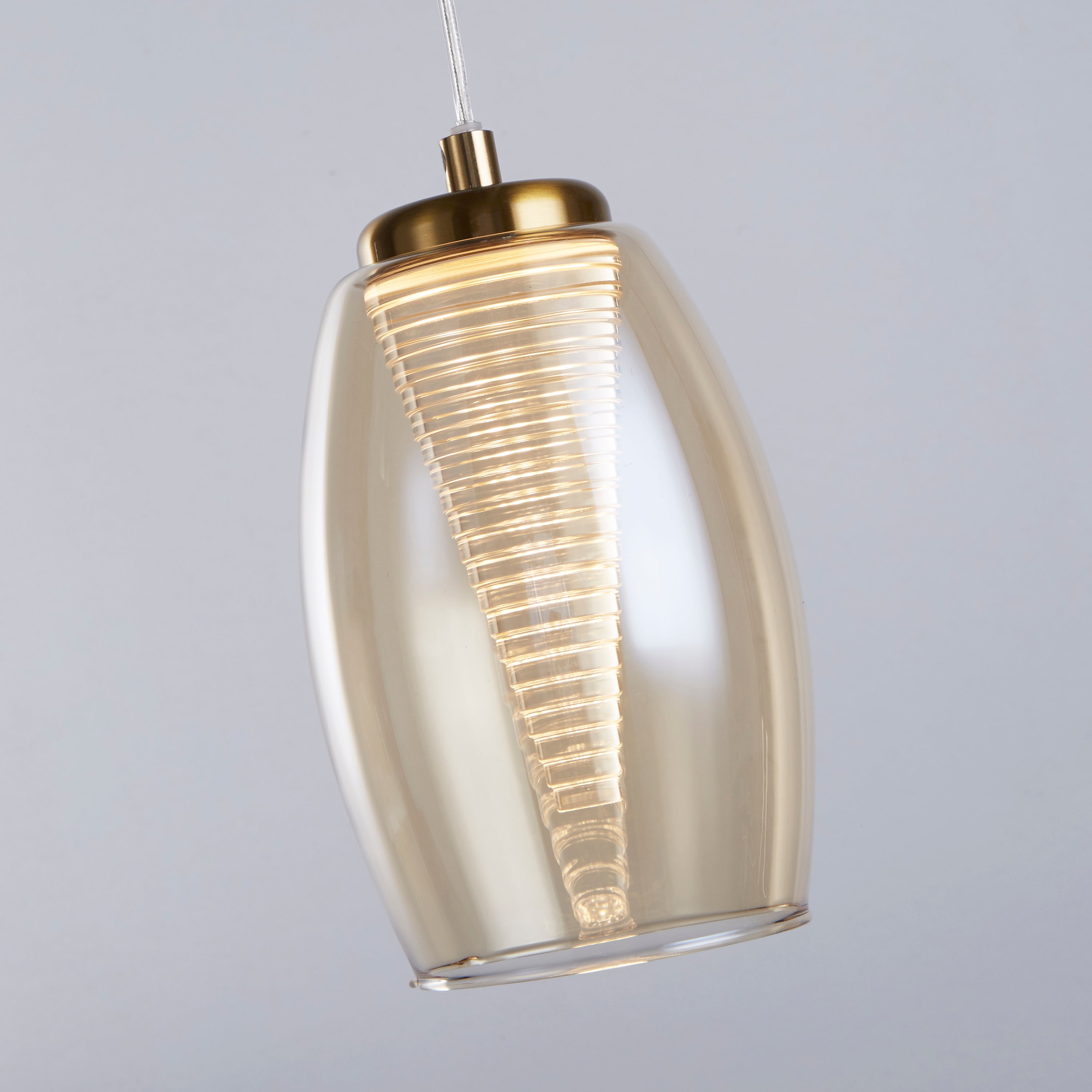 Searchlight Cyclone LED Bronze Pendant - Bronze Metal & Champagne Glass