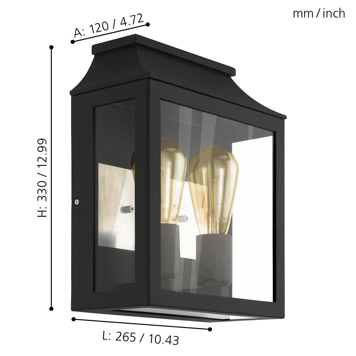 eglo soncino black half lantern outdoor wall light ip44 kitchen lighting