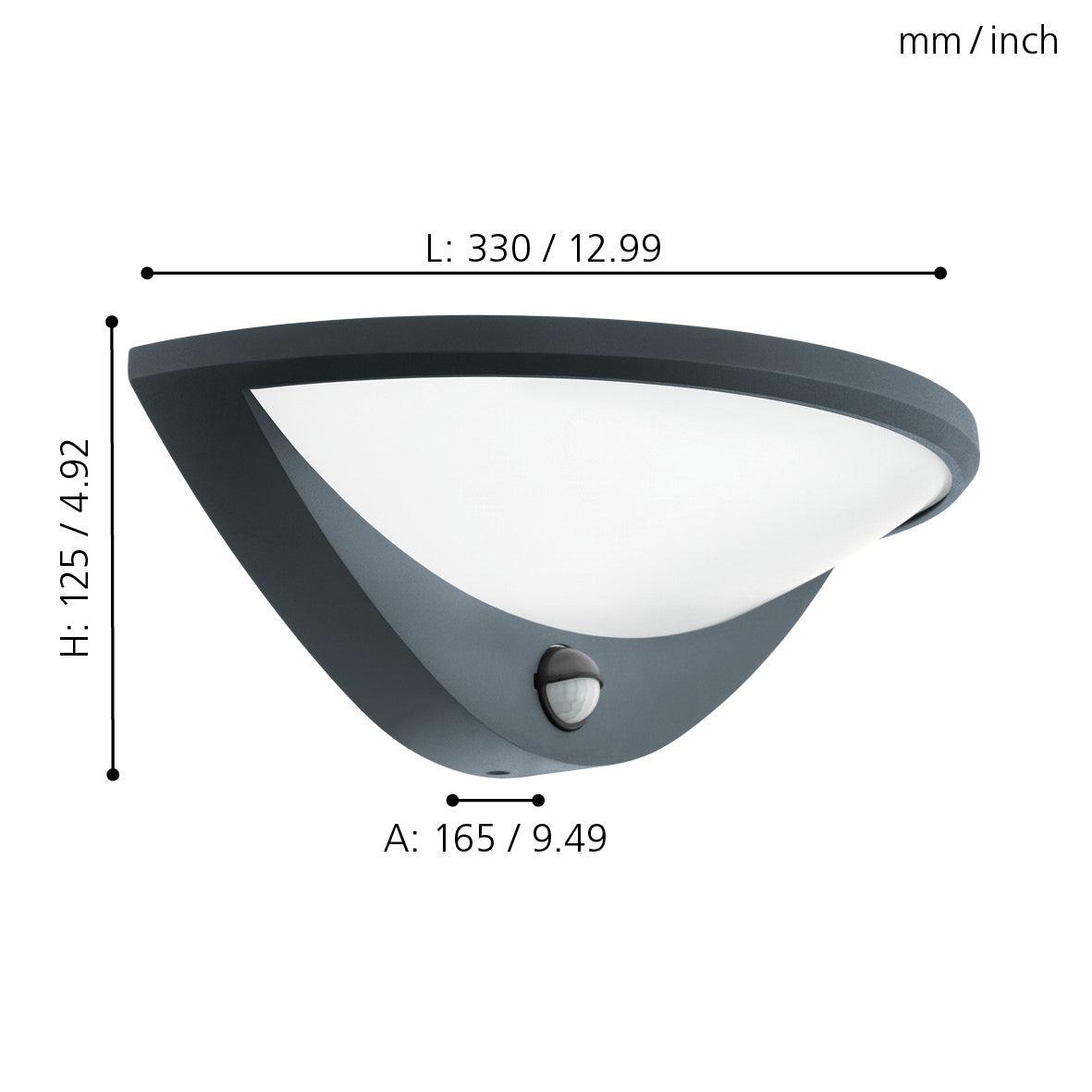 eglo belcreda ip44 grey led outdoor wall light day night centre kitchen lighting