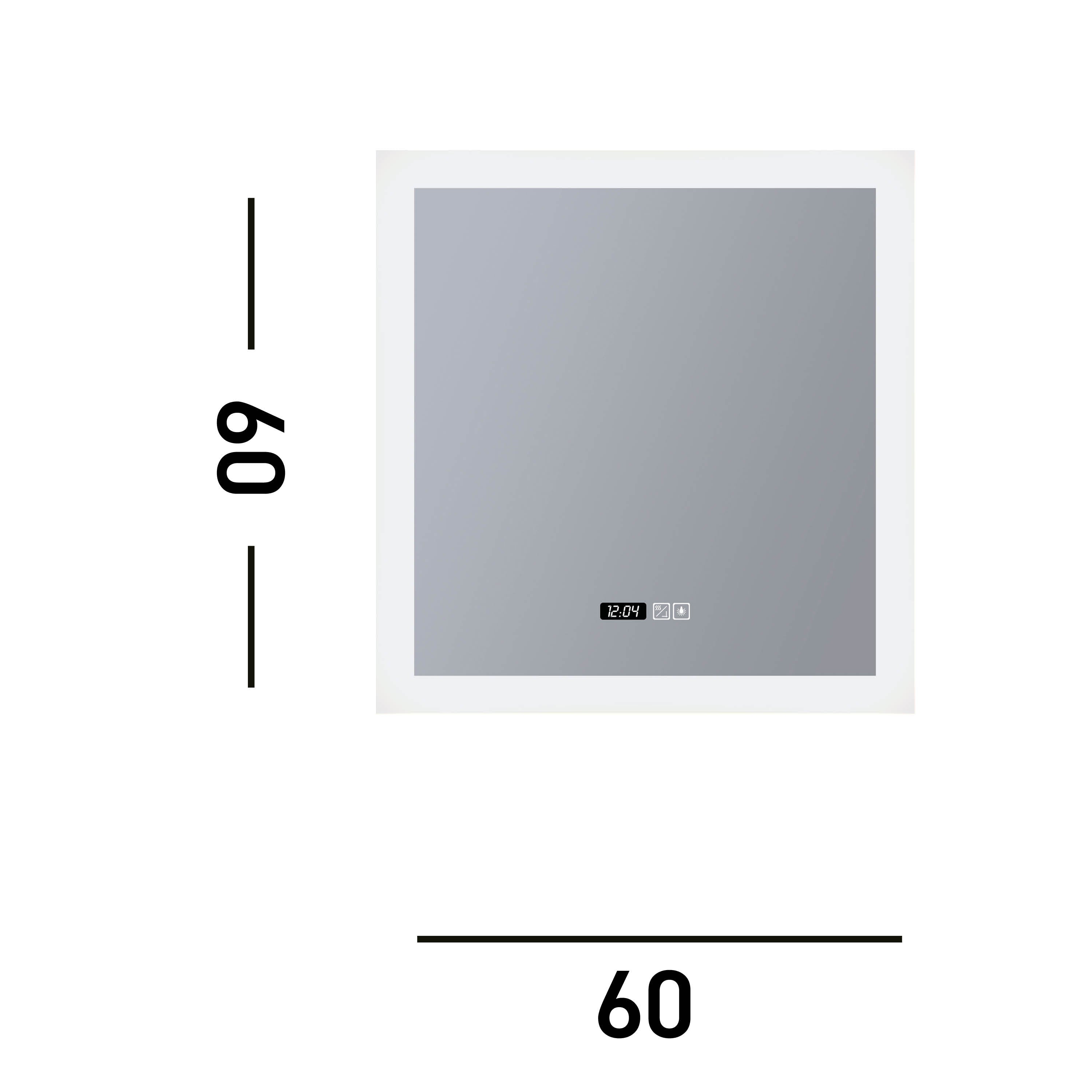 Searchlight Square Bathroom Mirror With Digital Clock & Demister Pad