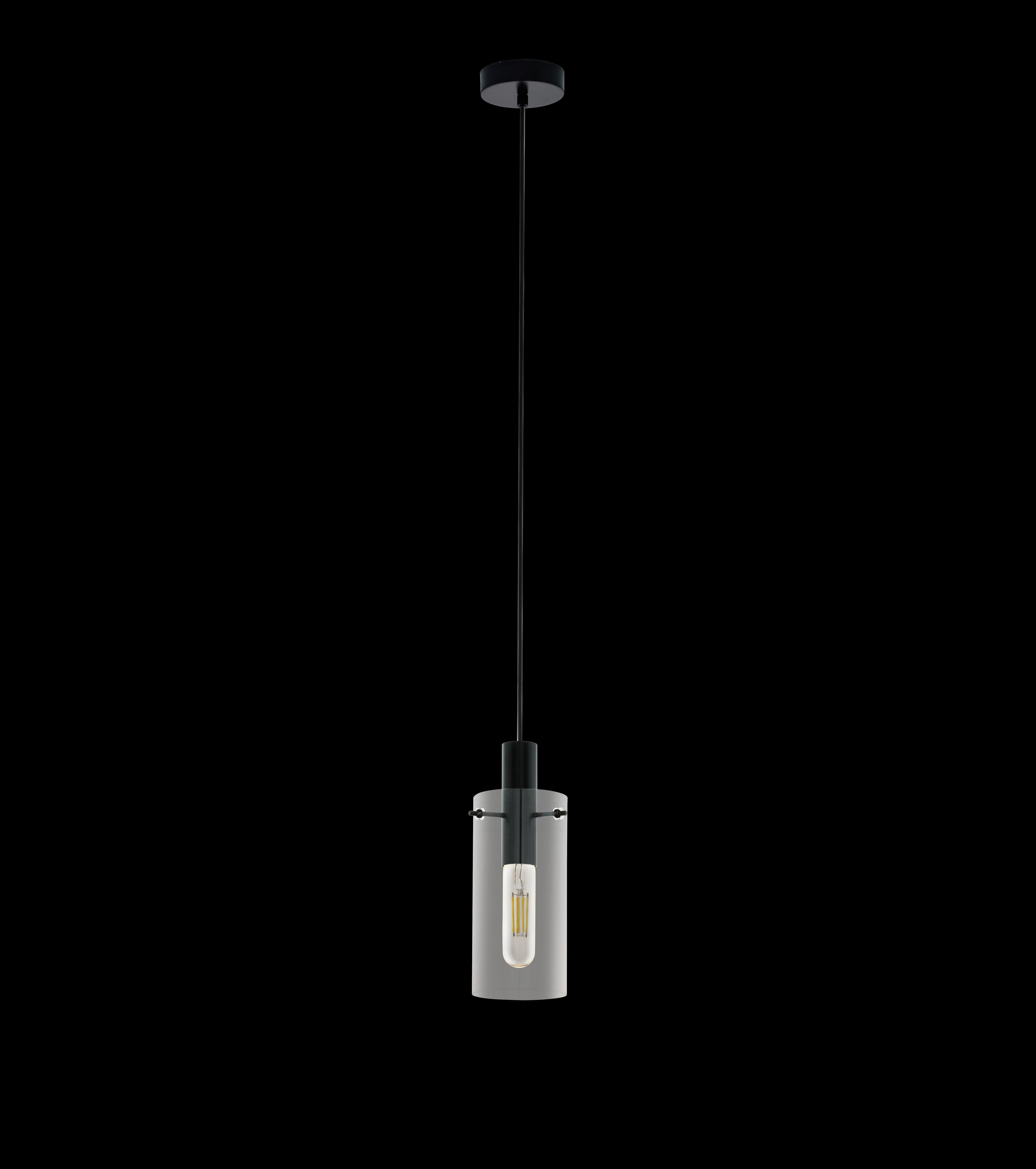 eglo montefino black clear glass cylinder ceiling pendant living room image