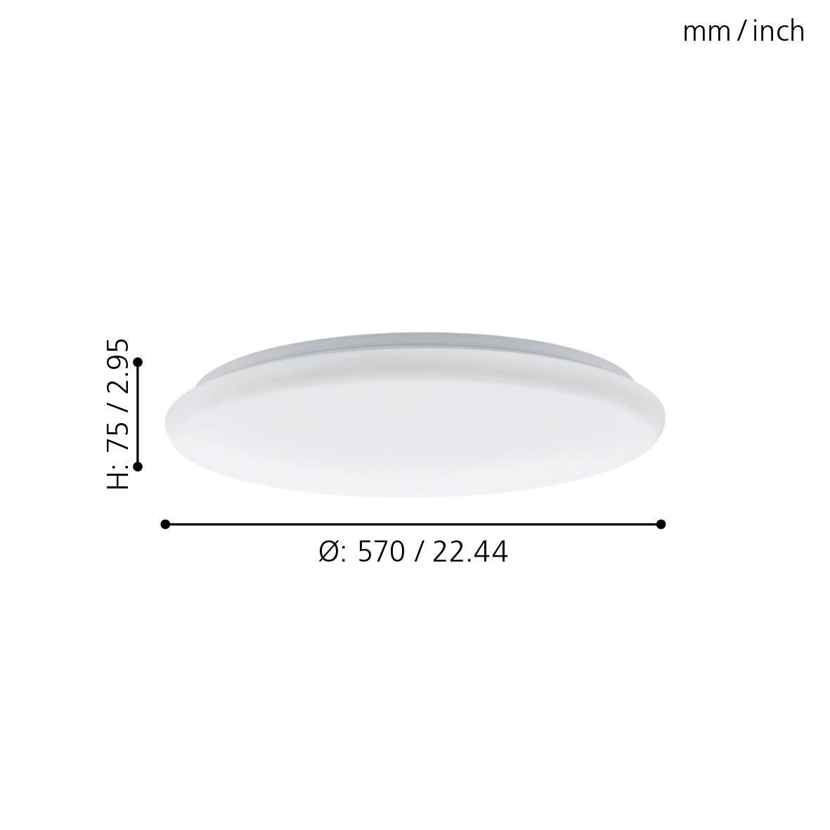 eglo giron flush 57cm led white ceiling light remote control hallway lighting