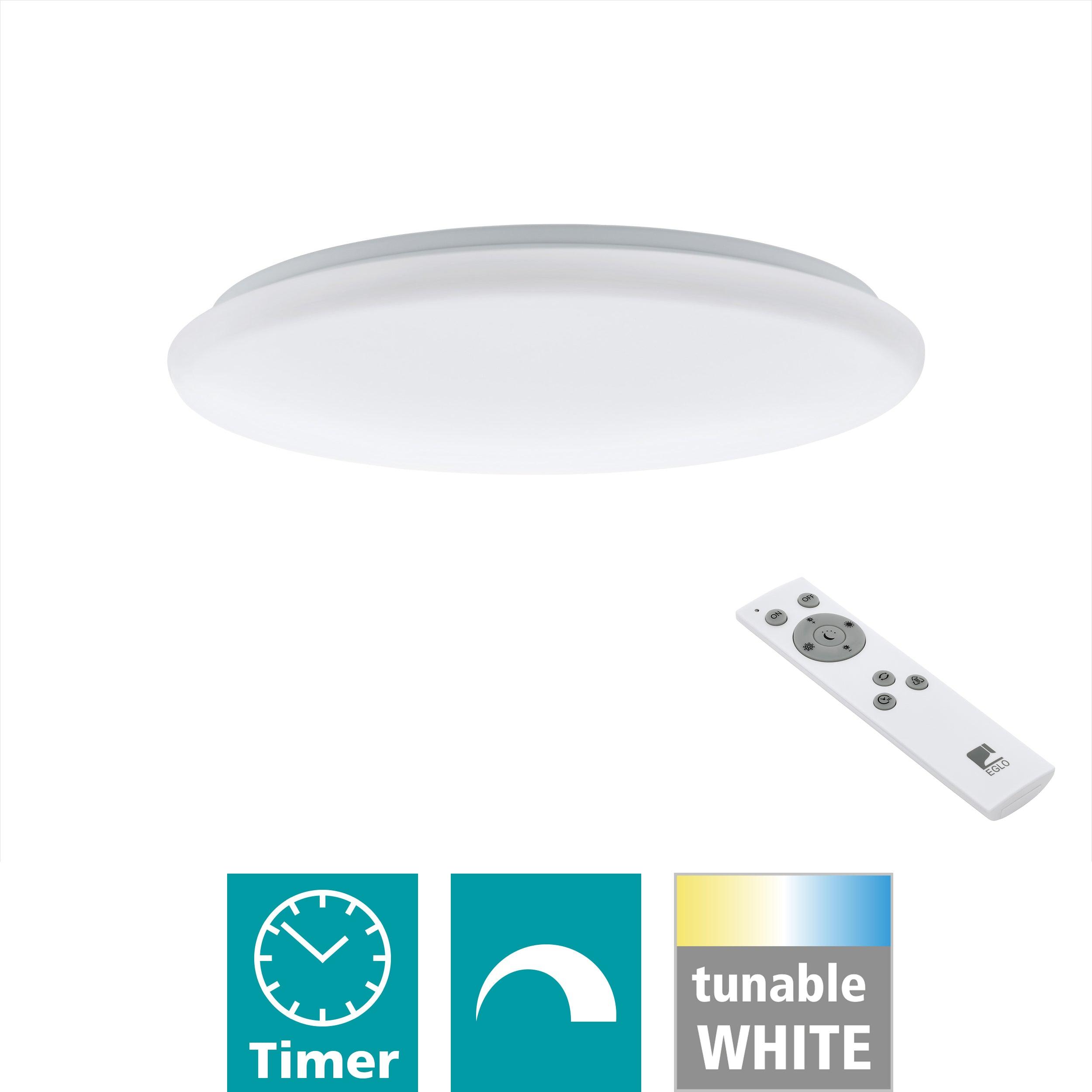 eglo giron flush 57cm led white ceiling light remote control bedroom lighting