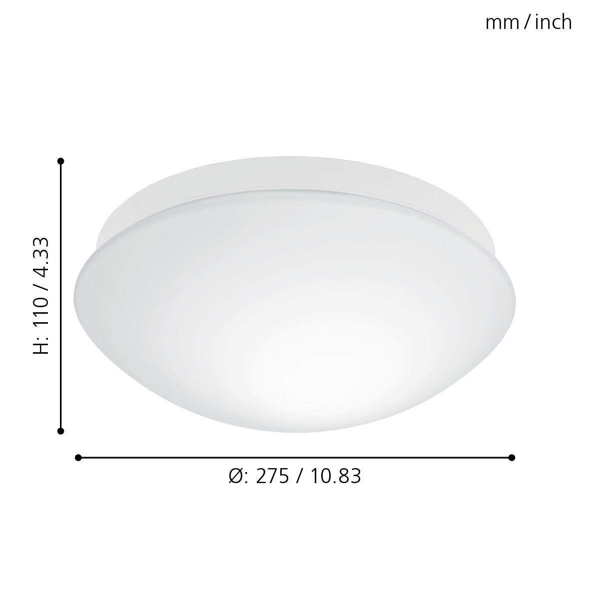 eglo bari m white glass flush bathroom ceiling light ip44 living room close up