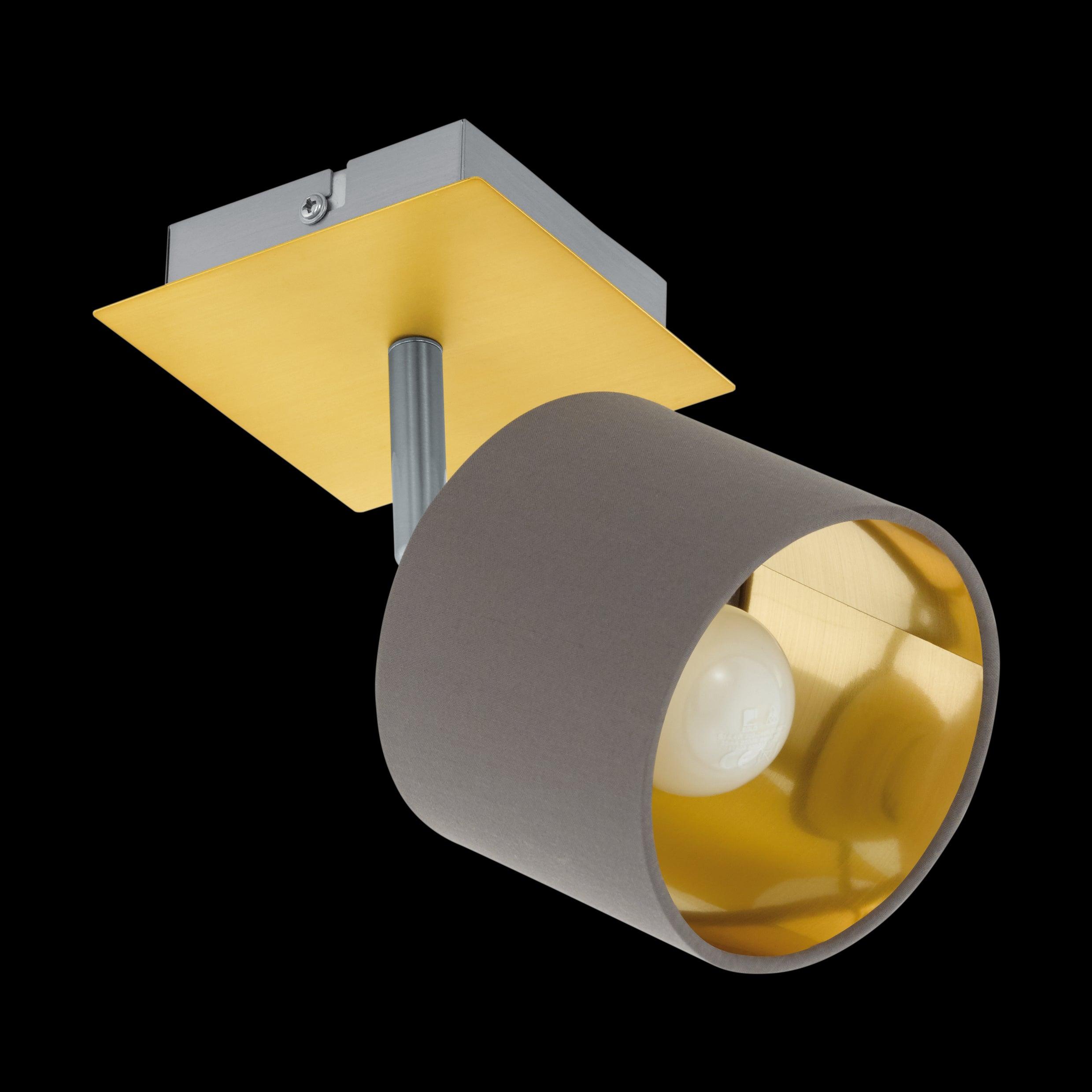 eglo valbiano gold fabric shaded wall spotlight
