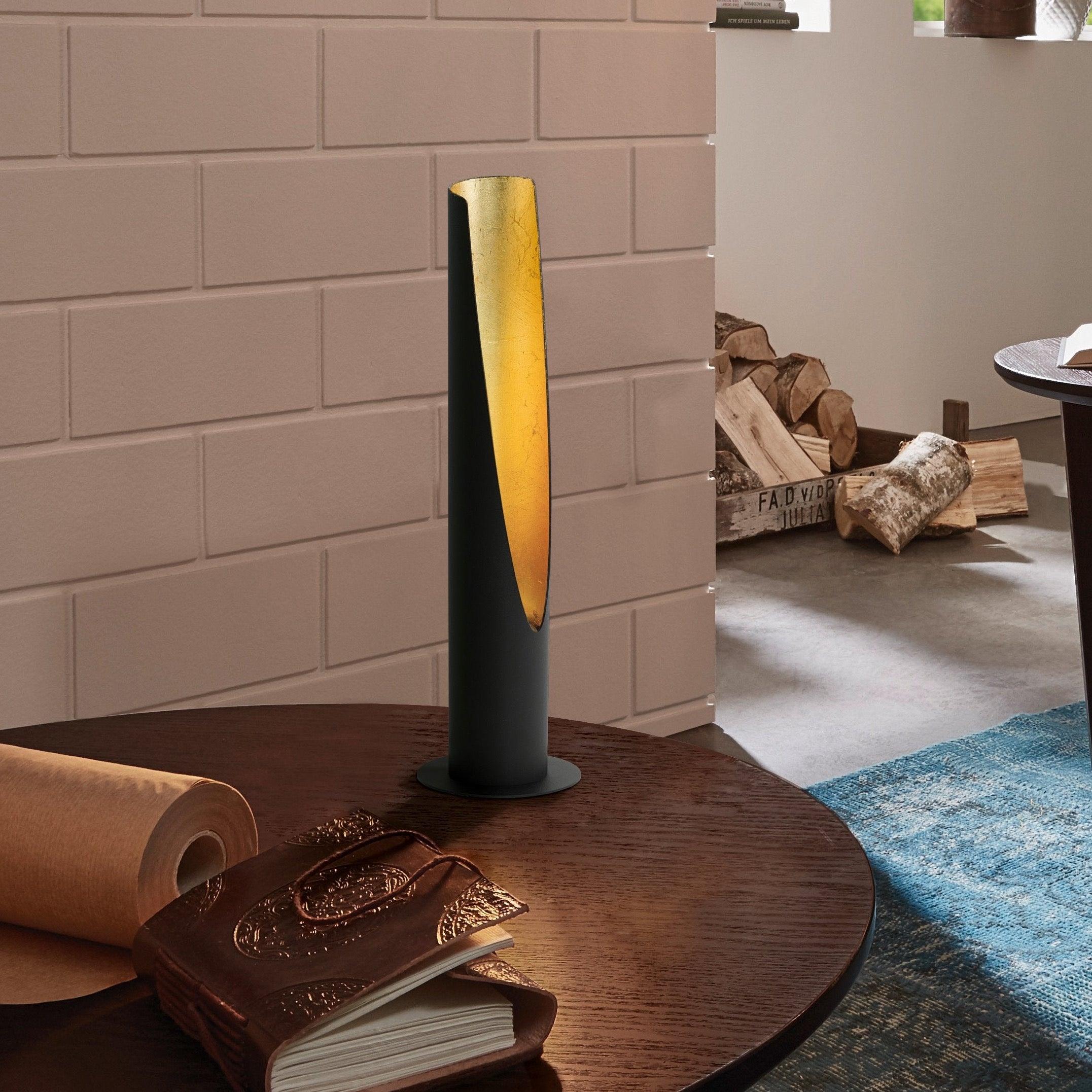 eglo barbotto tube shaped black gold led table lamp living room image