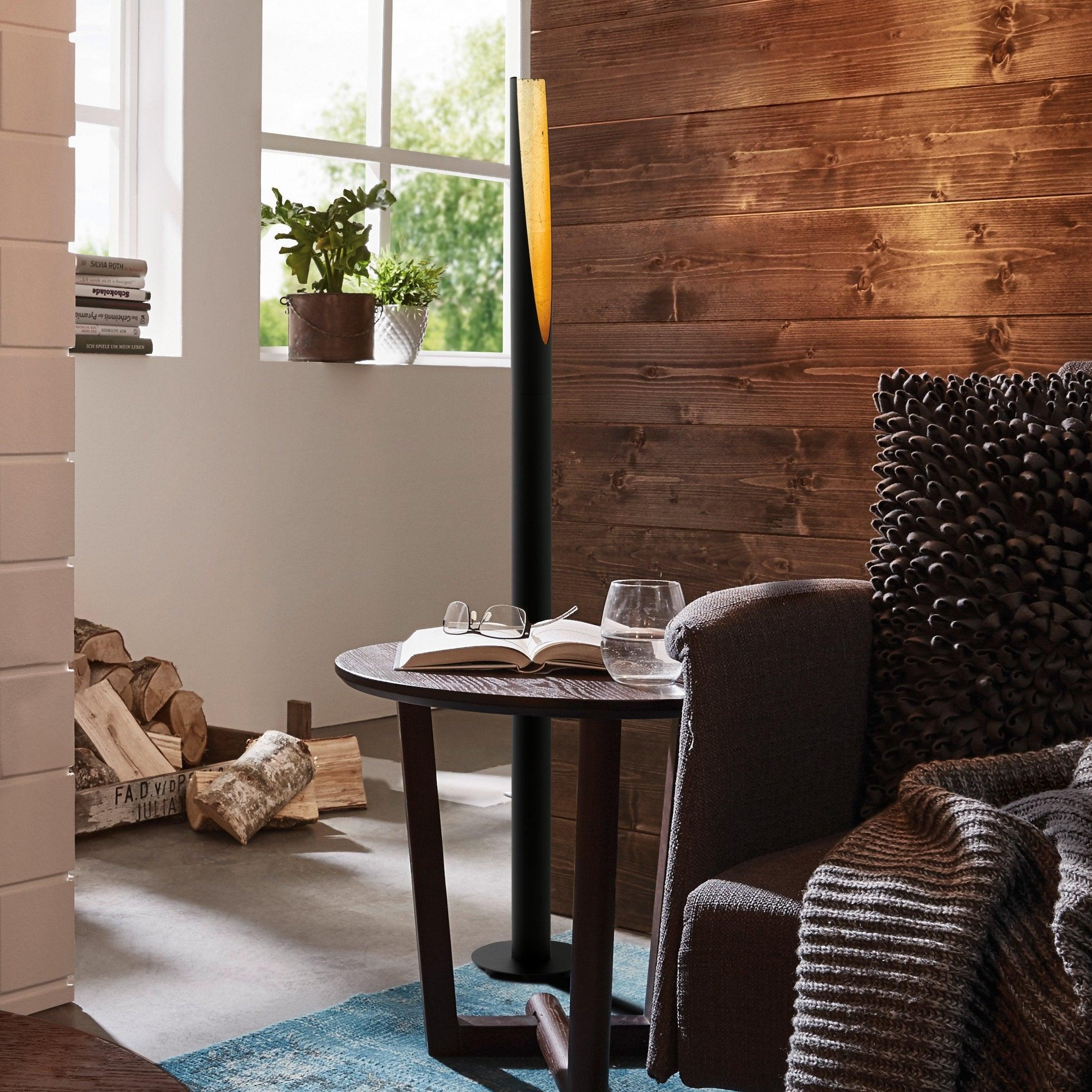 eglo barbotto black gold linear floor lamp living room image