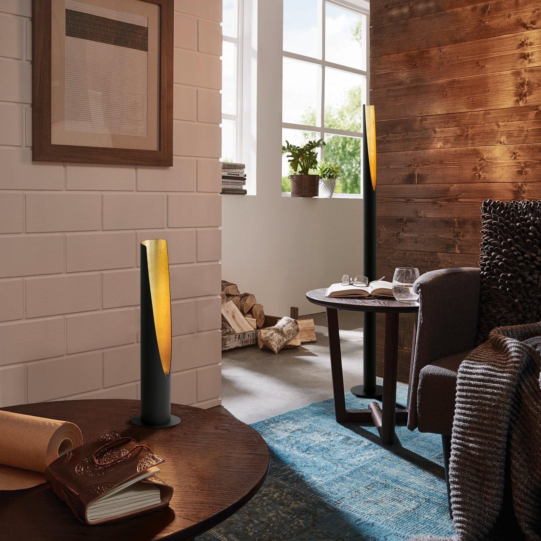 eglo barbotto black gold linear floor lamp