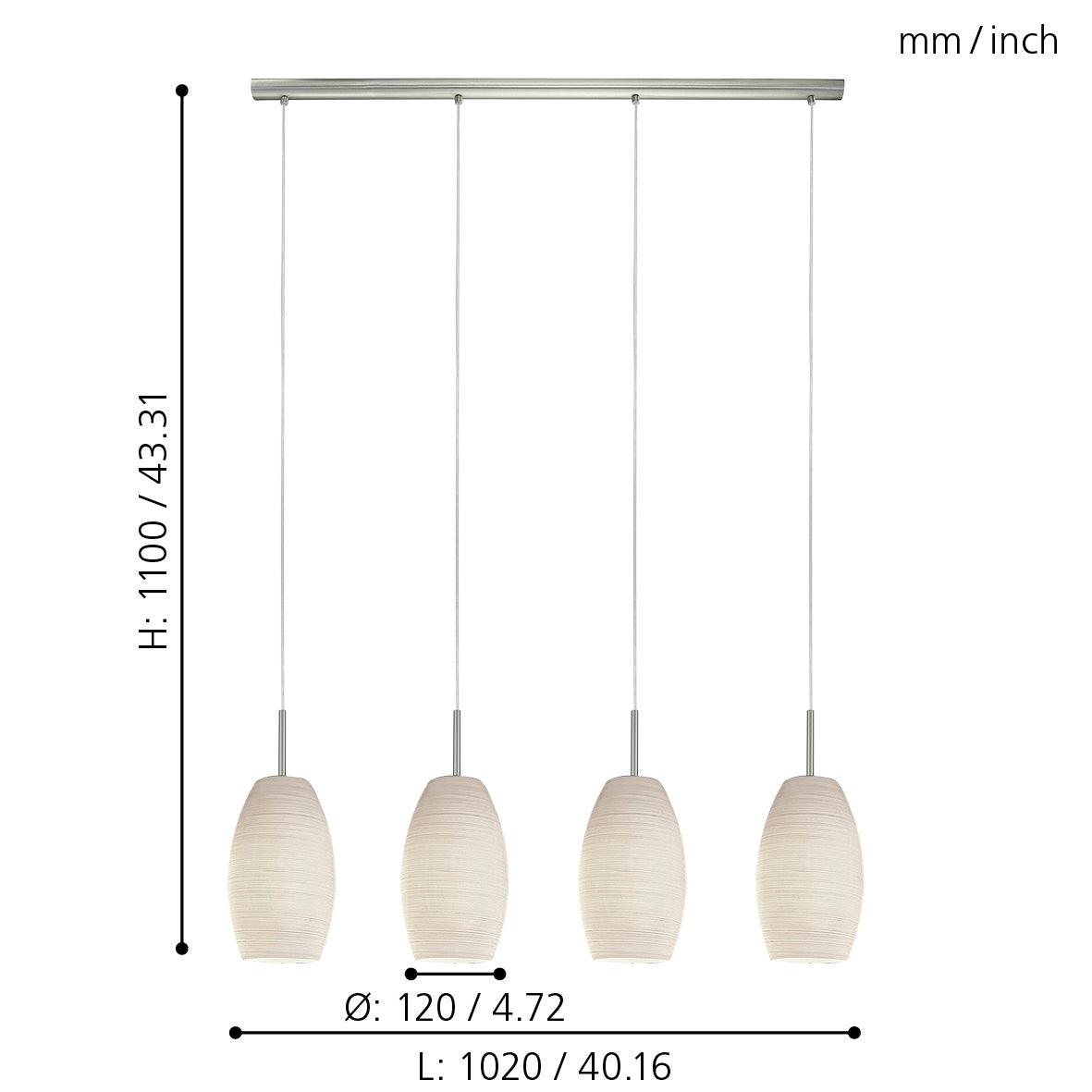 eglo batista 3 4 light nickel white glass ceiling pendant kitchen lighting