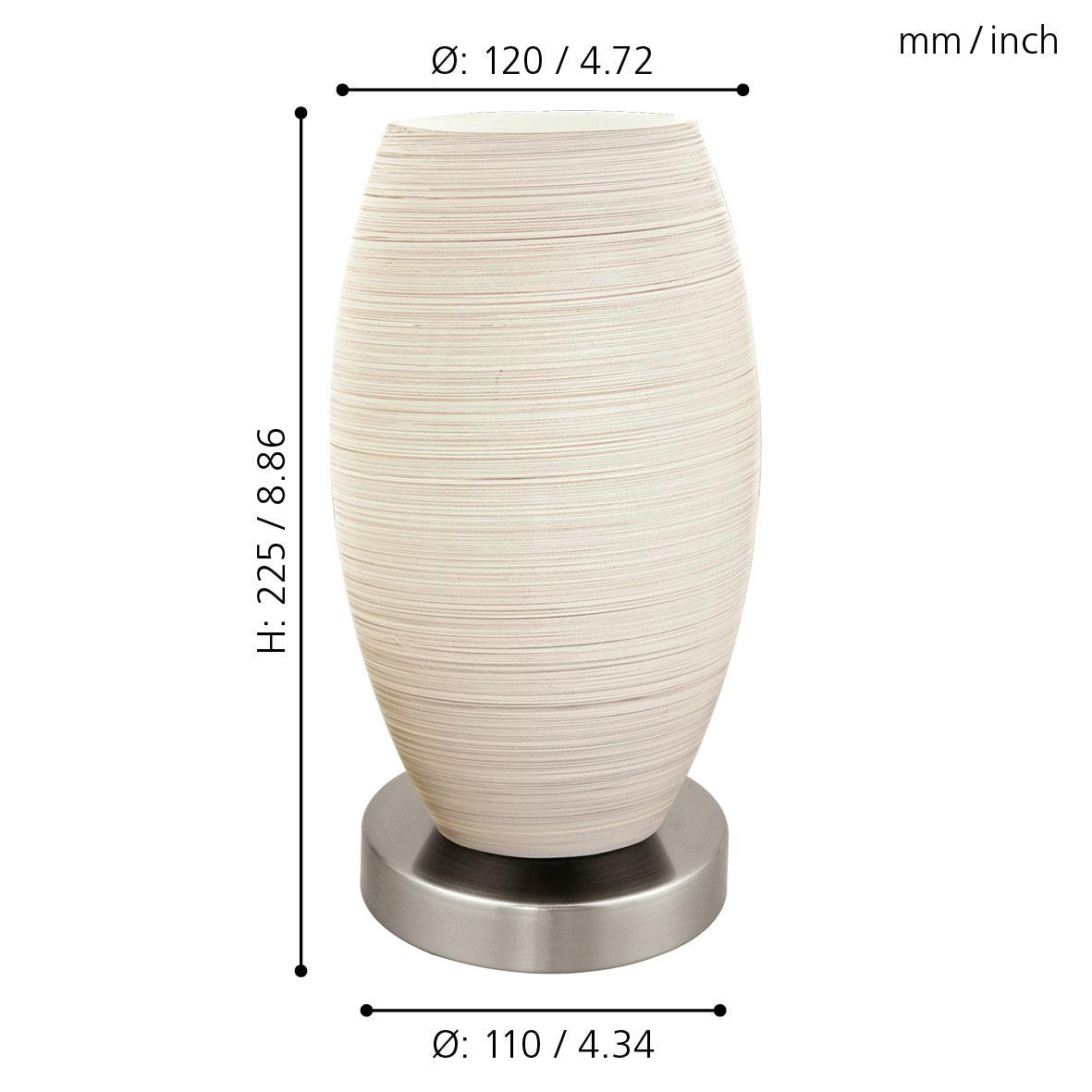 eglo batista 3 nickel wiped glass table lamp living room close up