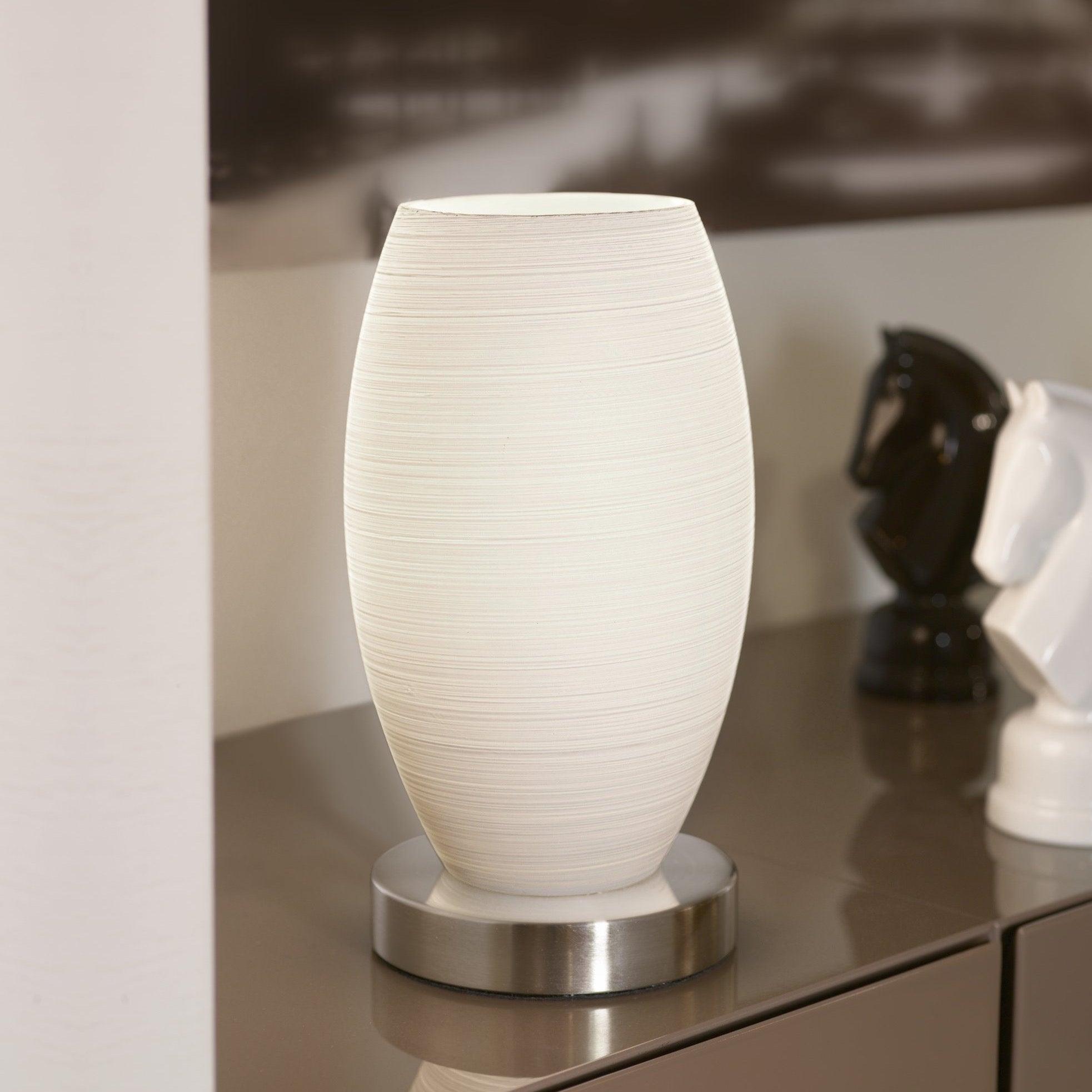 eglo batista 3 nickel wiped glass table lamp