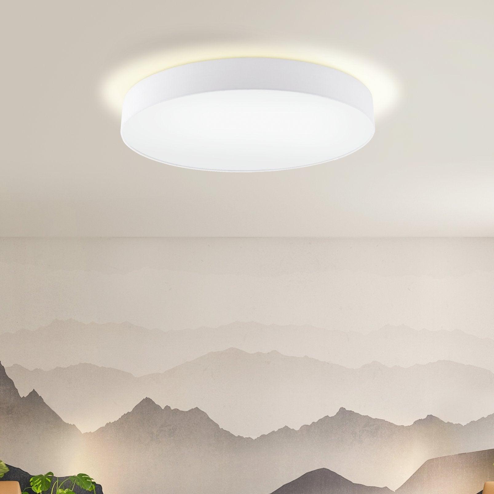 eglo pasteri white flush fabric drum shade 76cm