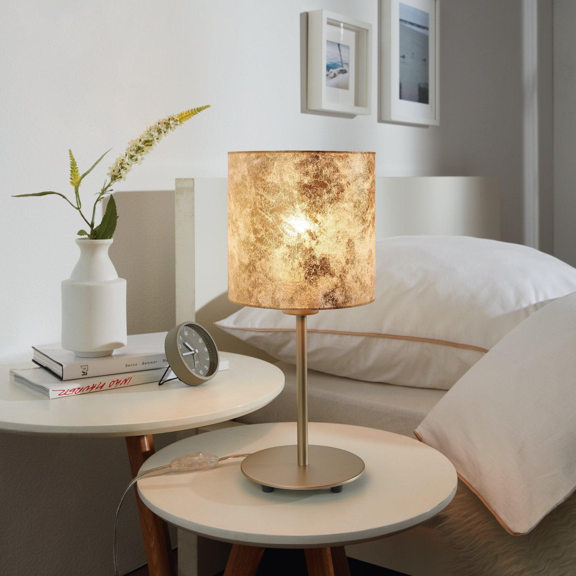eglo viserbella champagne table lamp with gold leaf style shade