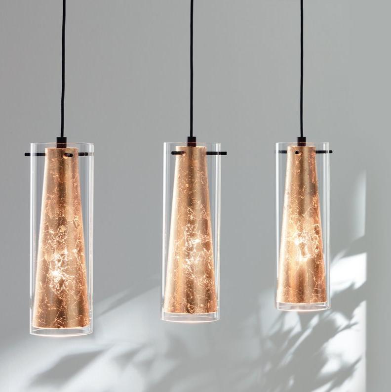 eglo pinto gold 3 light gold leaf clear glass ceiling pendant living room image