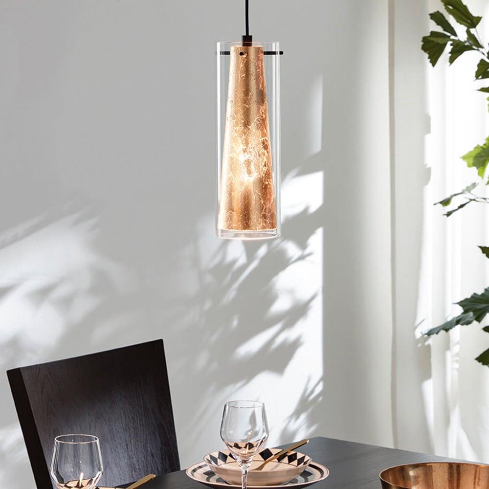 eglo pinto gold 4 light gold leaf clear glass ceiling pendant living room image