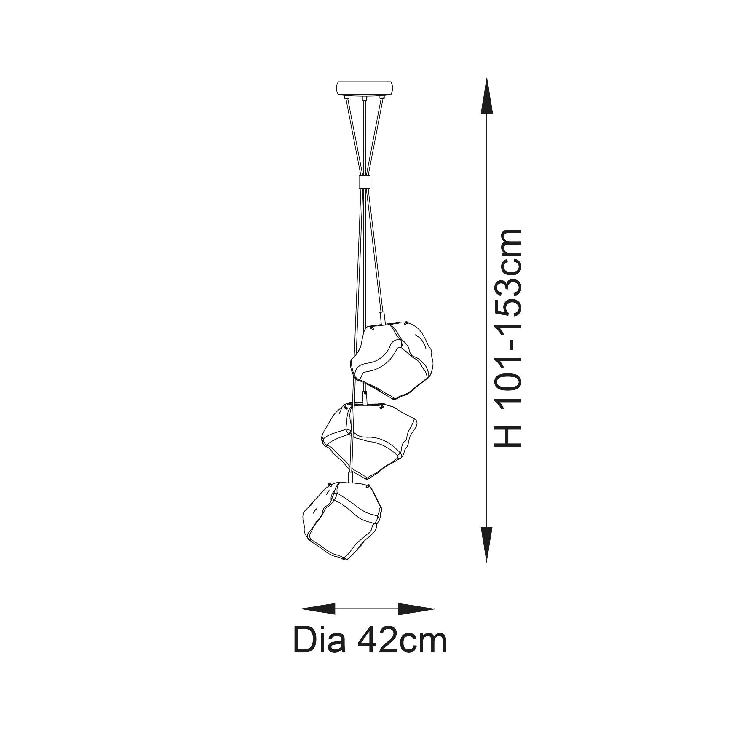 Endon Rock 3 Light Metallic Chrome Pendant Light-Ceiling Pendant Lights-Endon Lighting Bedrooom Lighting close up Tiffany Lighting Direct