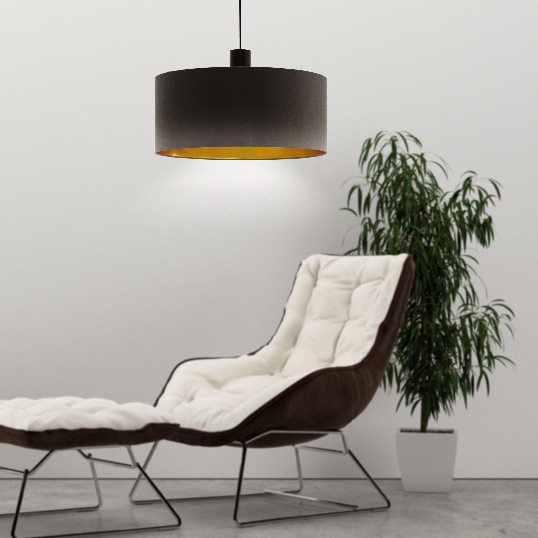 eglo concessa 1 brown gold round fabric ceiling pendant 53cm