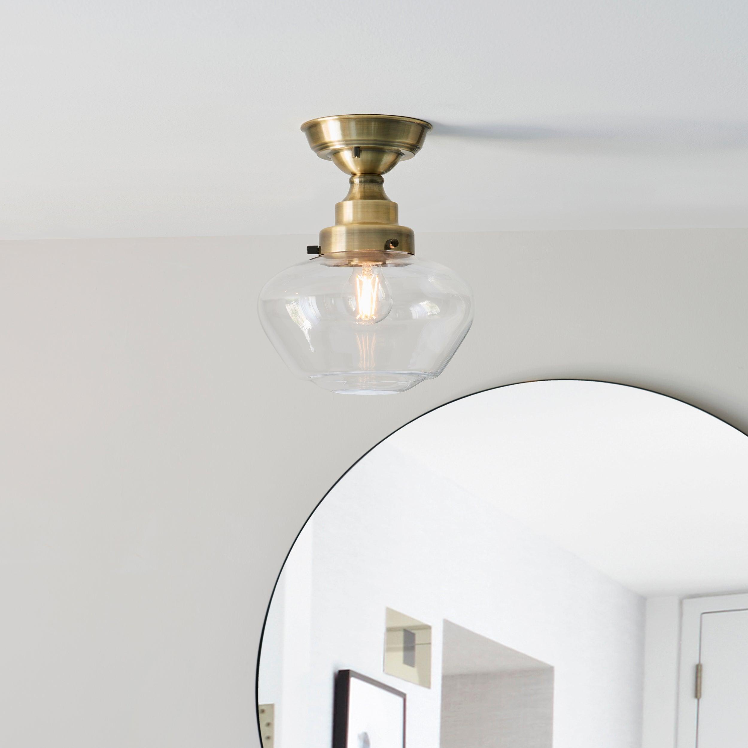 camberley brass school house semi flush ceiling light by Endon Lighting Kitchen Lights