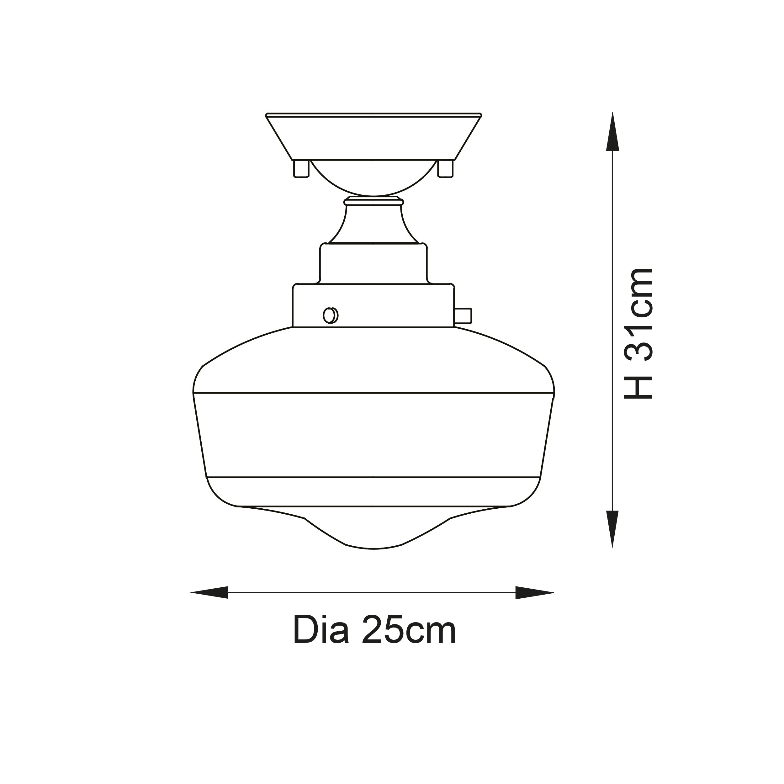 Camberley Brass & Opal Glass School House Semi Flush Ceiling Light