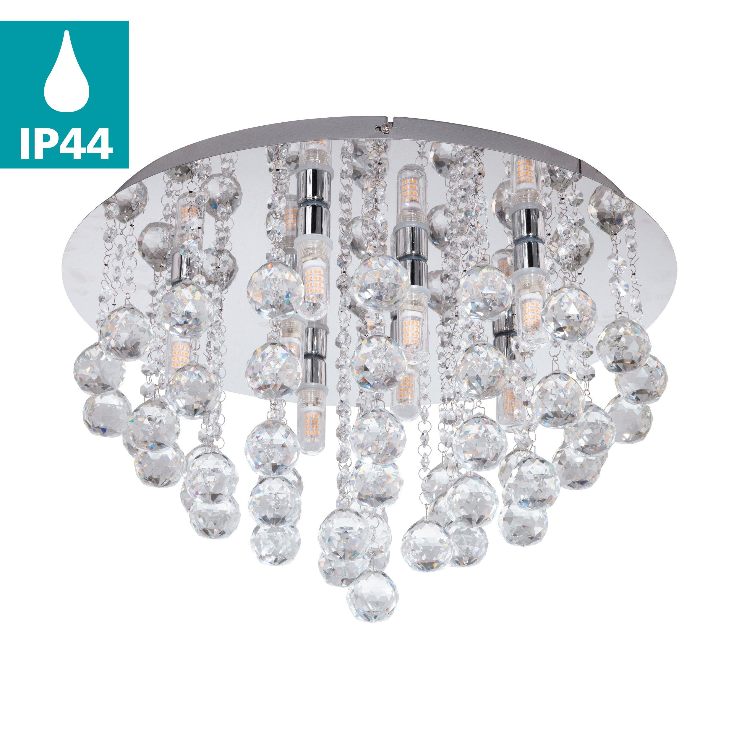 eglo almonte bathroom chrome glass crystal flush ceiling light kitchen lighting