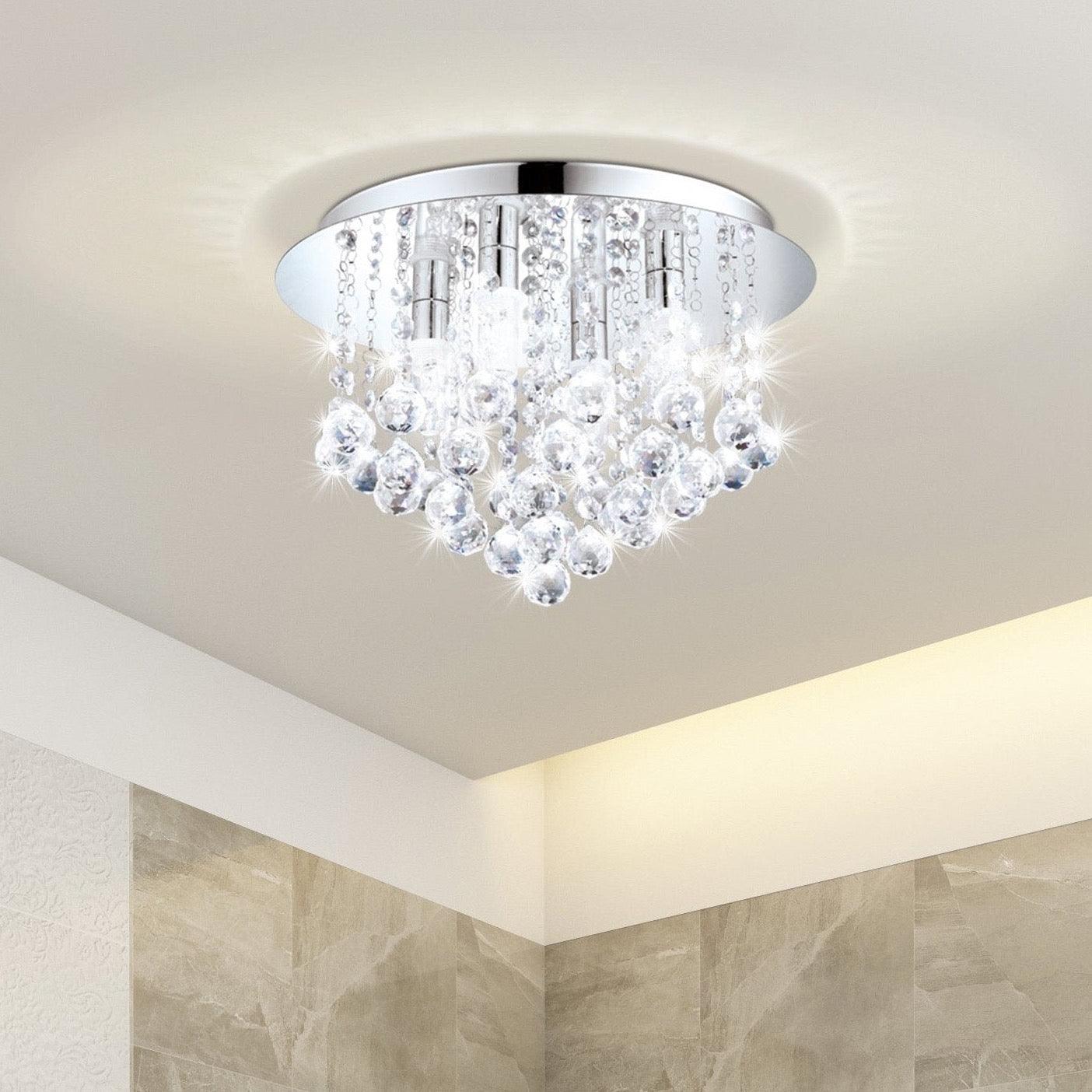 eglo almonte bathroom chrome glass crystal flush ceiling light living room image