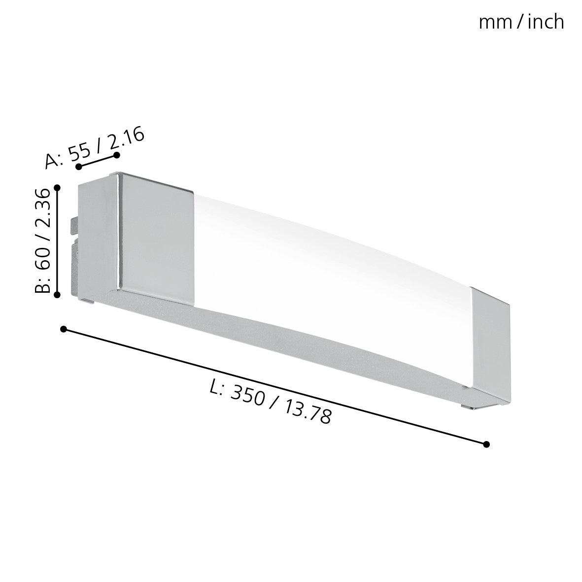 eglo siderno ip44 chrome led bathroom wall mirror light 35cm kitchen lighting