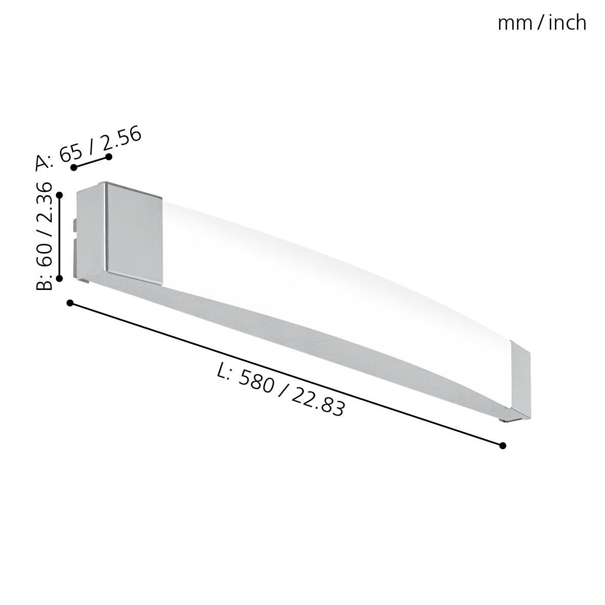 eglo siderno ip44 chrome led bathroom wall mirror light 58cm kitchen lighting