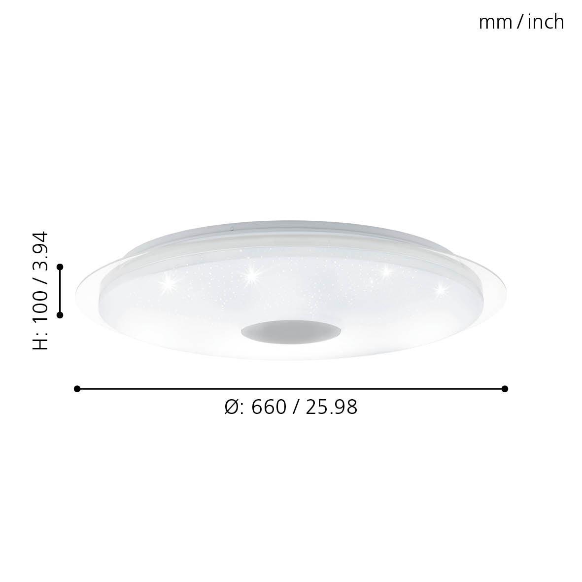 eglo lanciano flush led crystal effect ceiling light 66cm living room close up