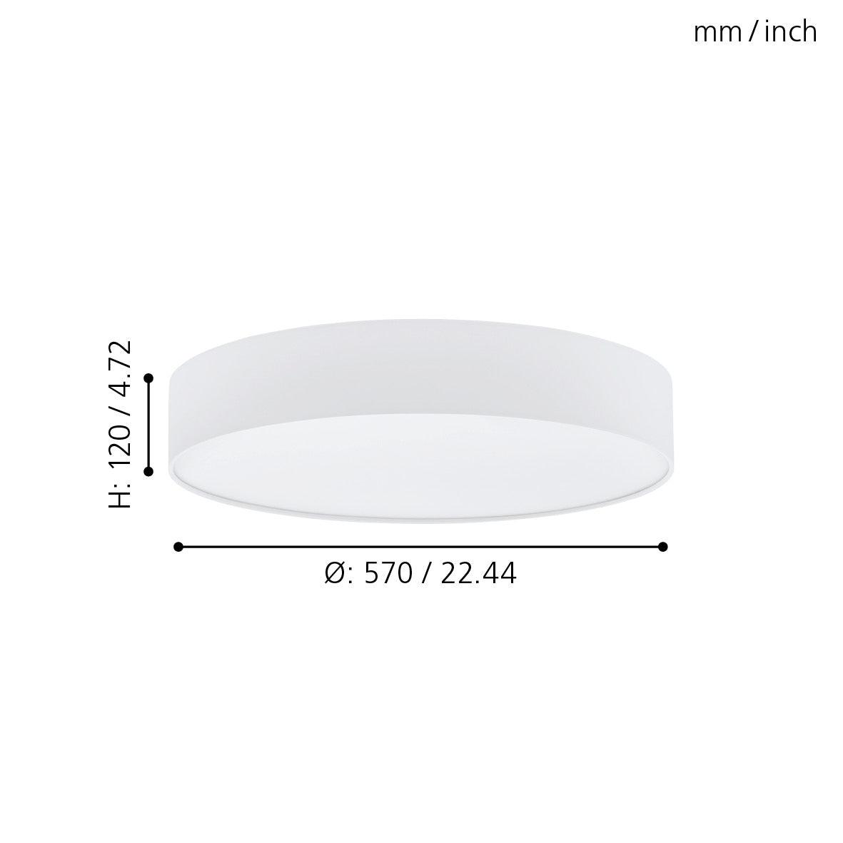 eglo romao 1 white flush led drum shade 57cm living room close up