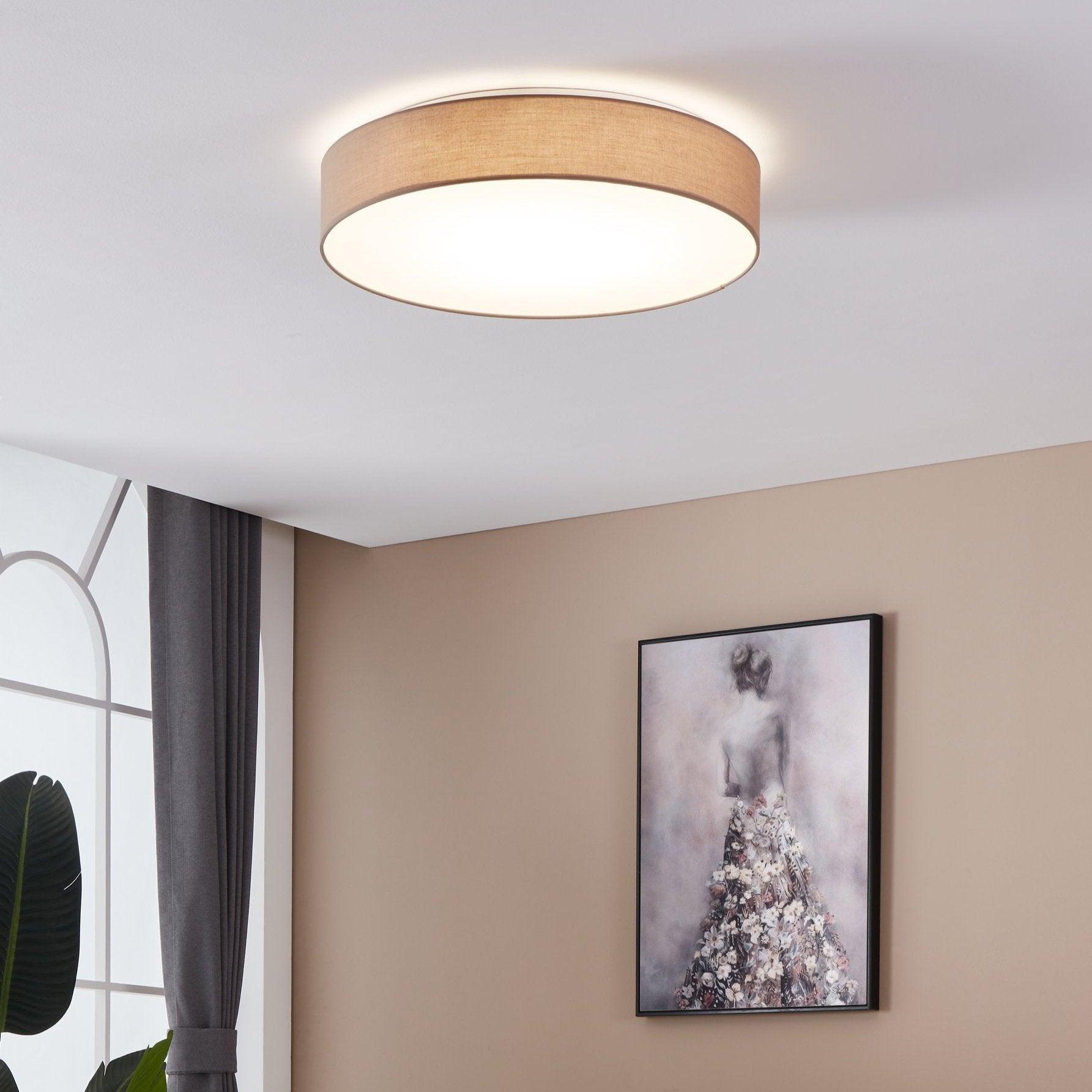 eglo romao 3 flush taupe led drum shade 57cm
