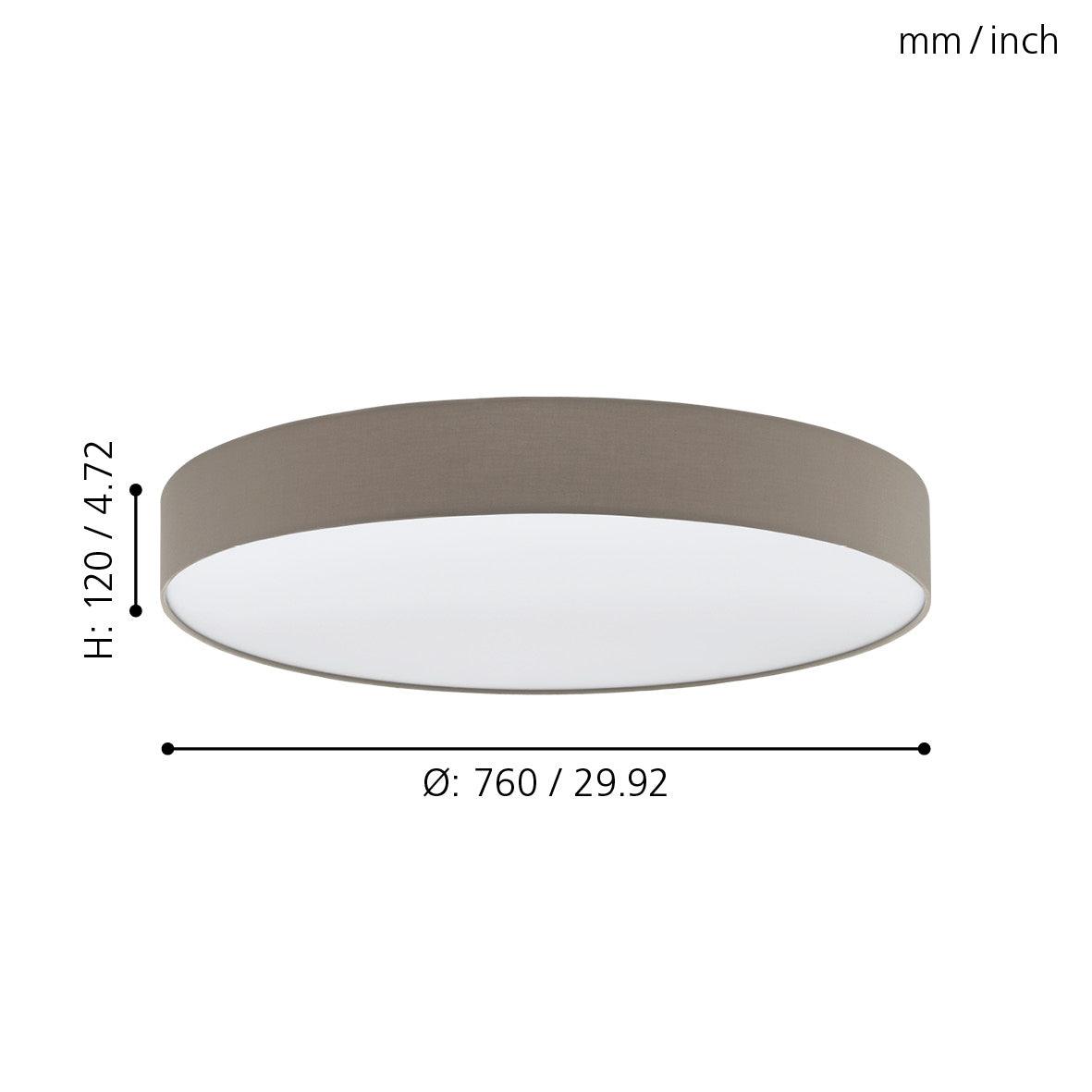 eglo romao 3 flush taupe fabric drum shade 57cm kitchen lighting