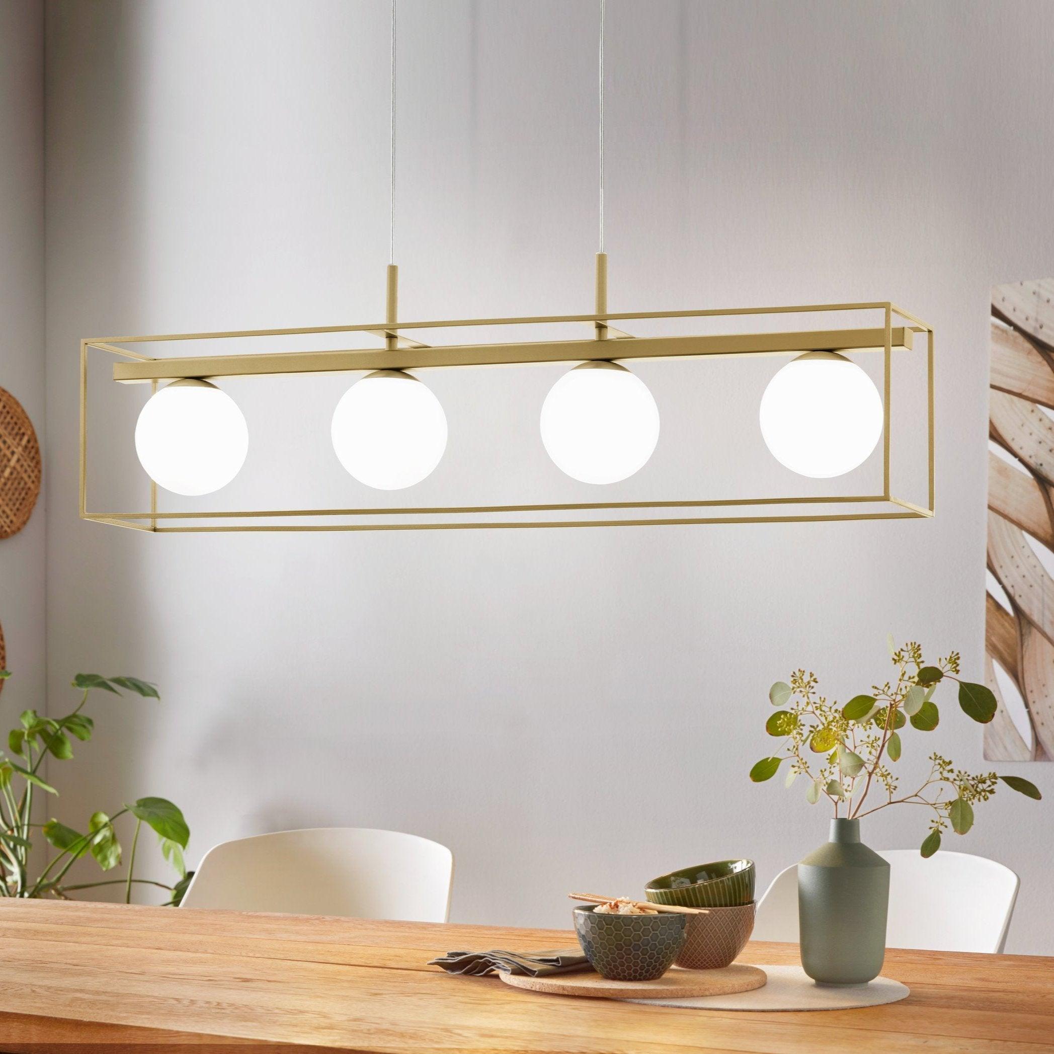 eglo vallaspra 4 light champagne ceiling pendant opal glass shades