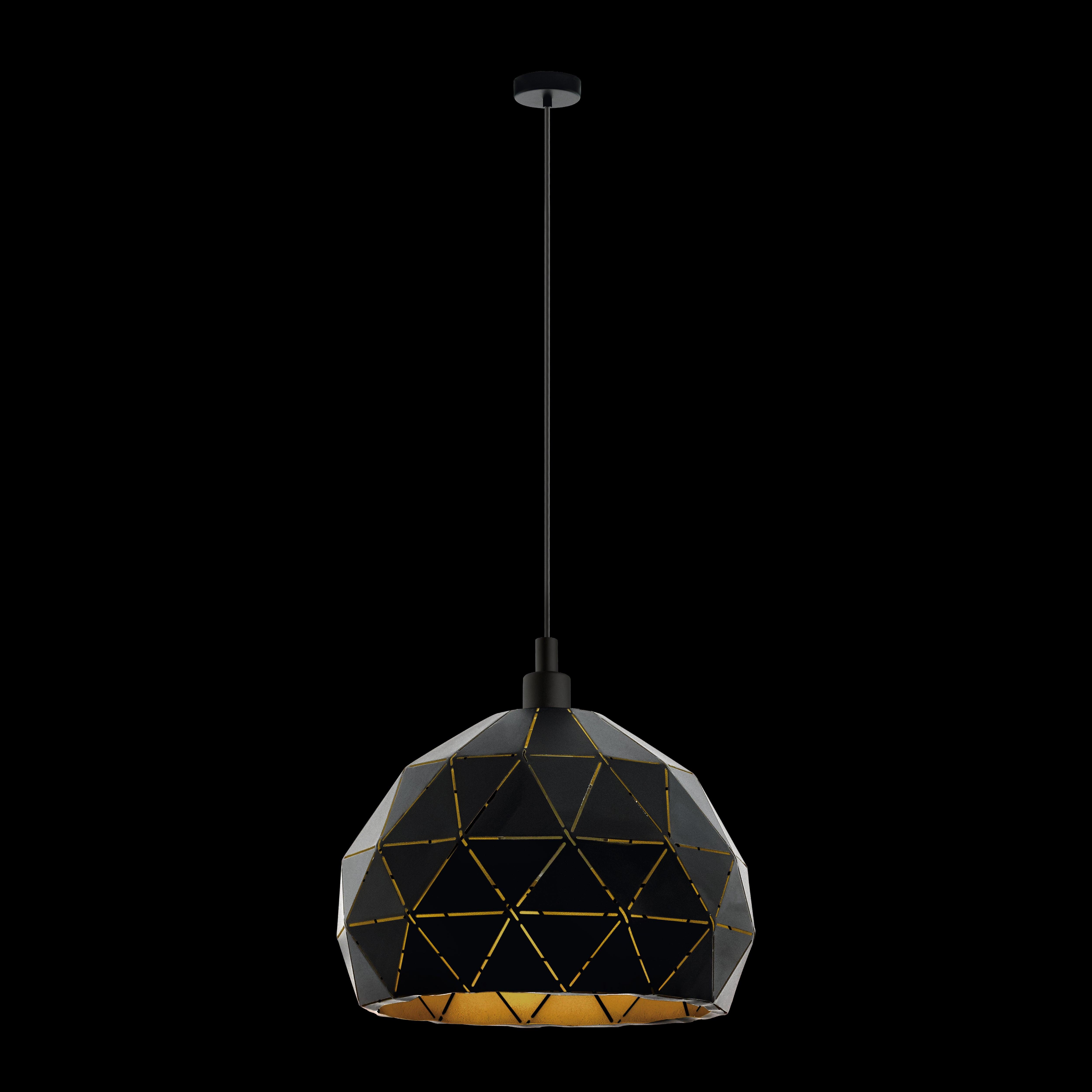 eglo roccaforte black gold geometric ceiling pendant 40cm living room image