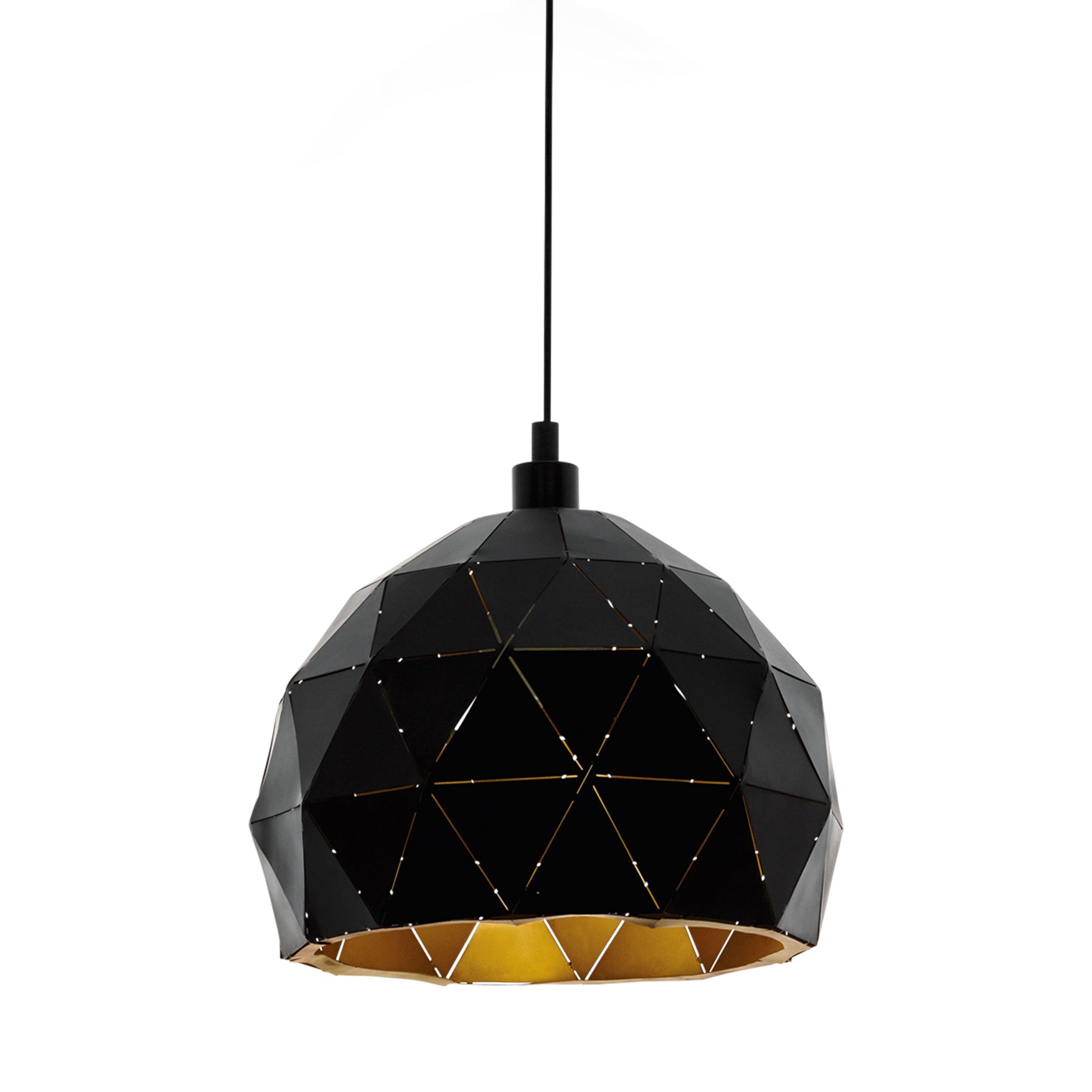 eglo roccaforte black gold geometric ceiling pendant 30cm kitchen lighting