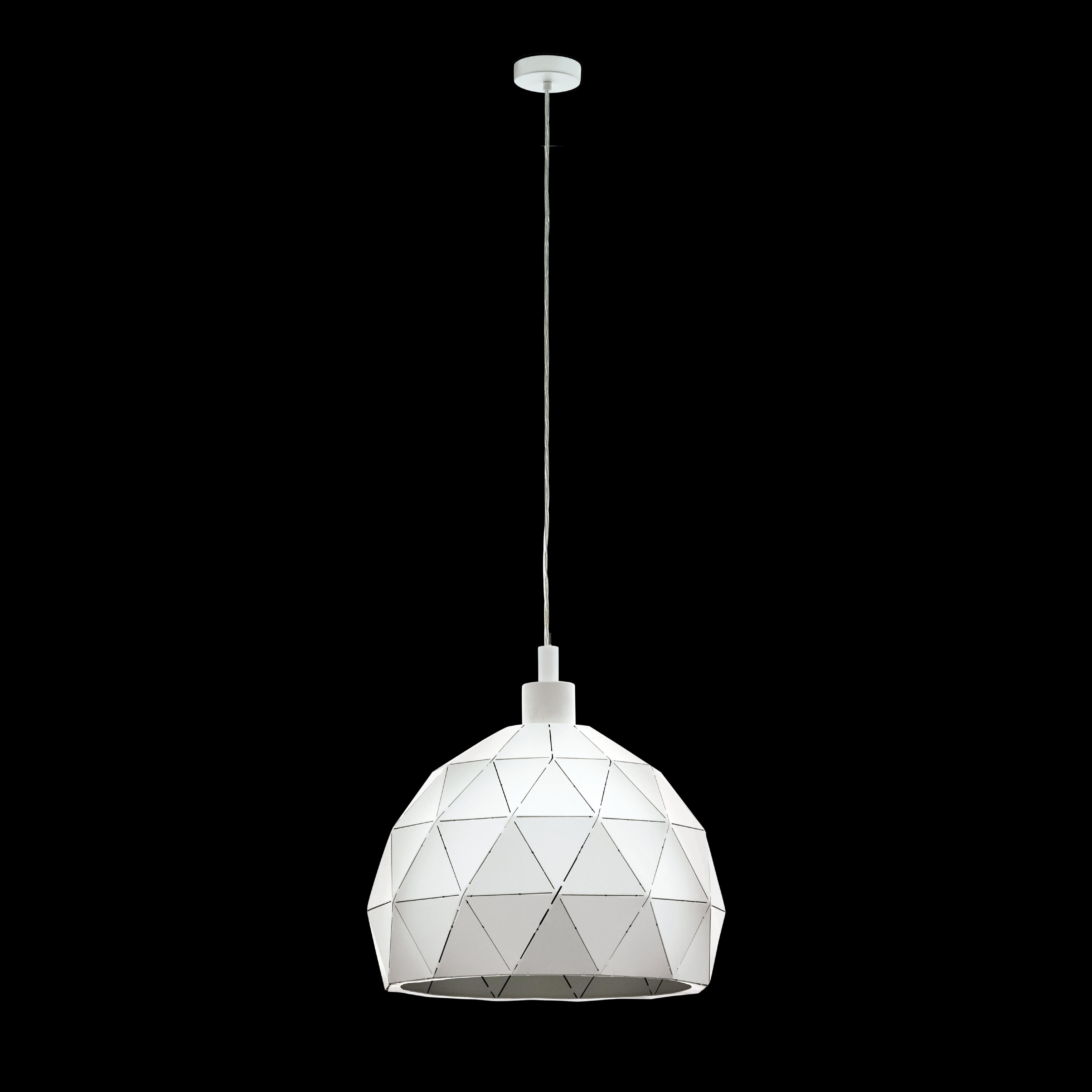 eglo roccaforte white metal geometric ceiling pendant 30cm living room image