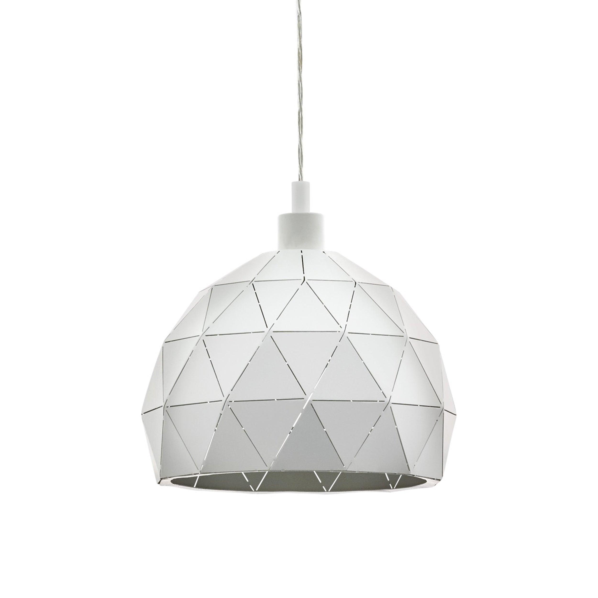 eglo roccaforte white metal geometric ceiling pendant 30cm living room close up