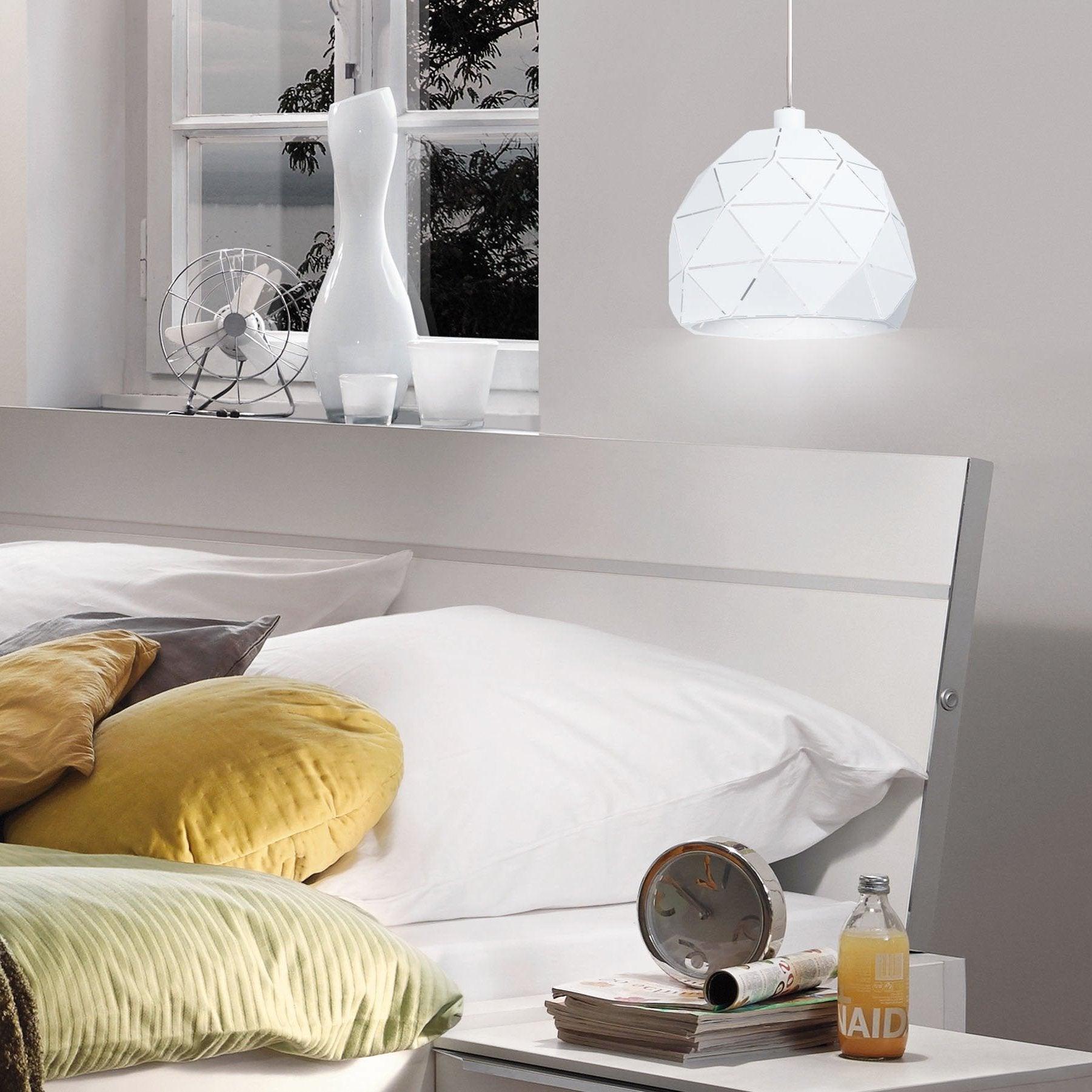 eglo roccaforte white metal geometric ceiling pendant 30cm