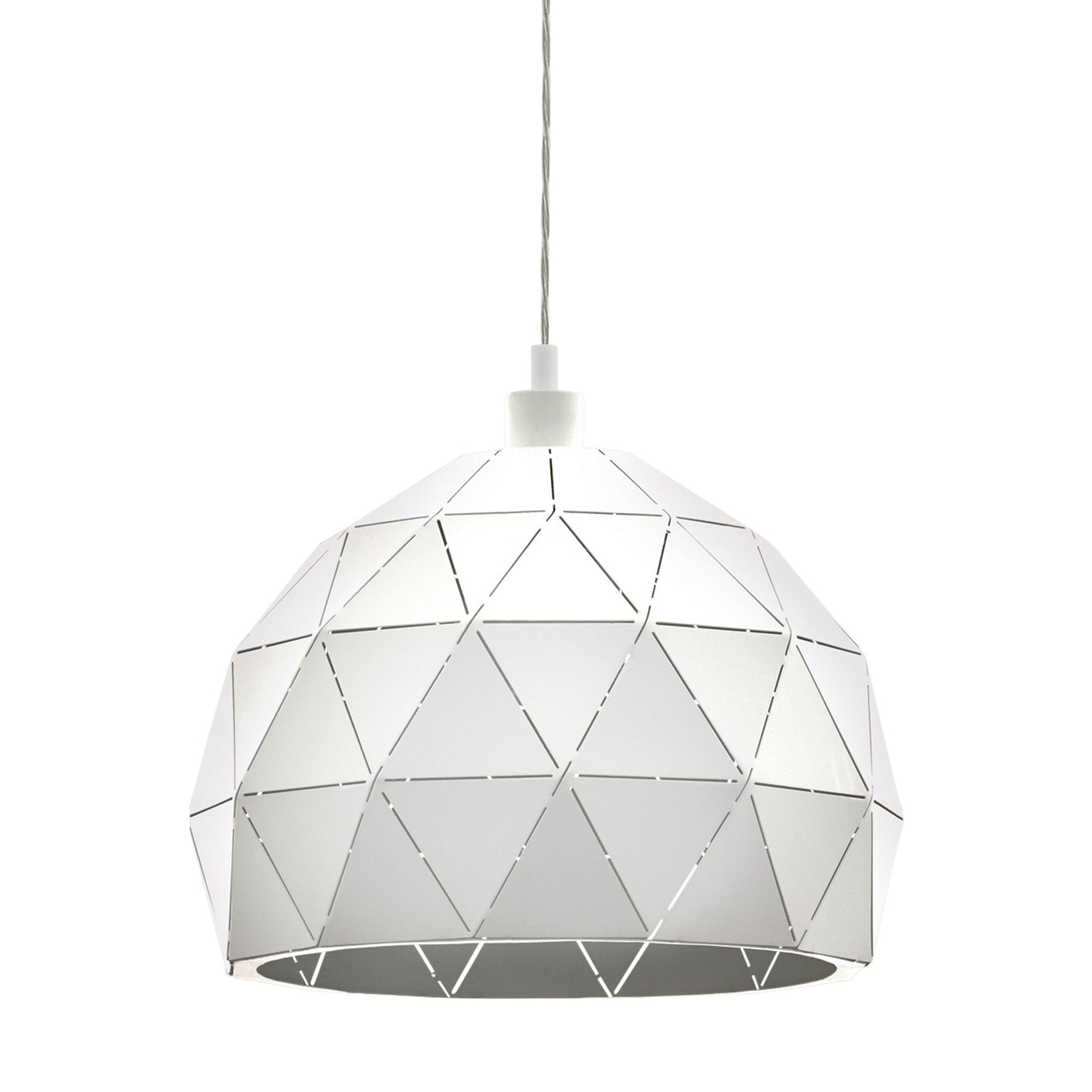 eglo roccaforte white metal geometric ceiling pendant 40cm kitchen lighting