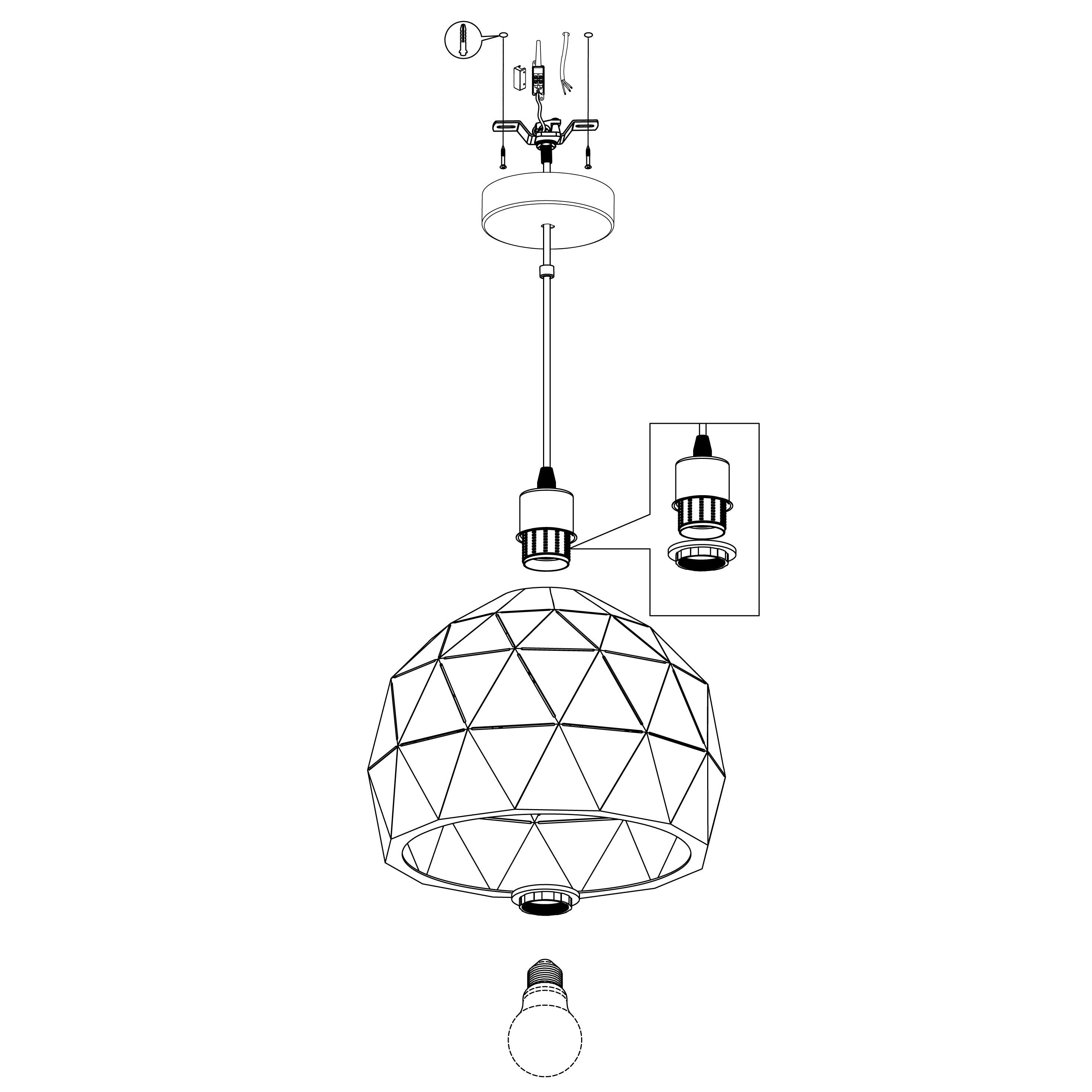 eglo roccaforte white metal geometric ceiling pendant 40cm Kitchen Lighting Close Up