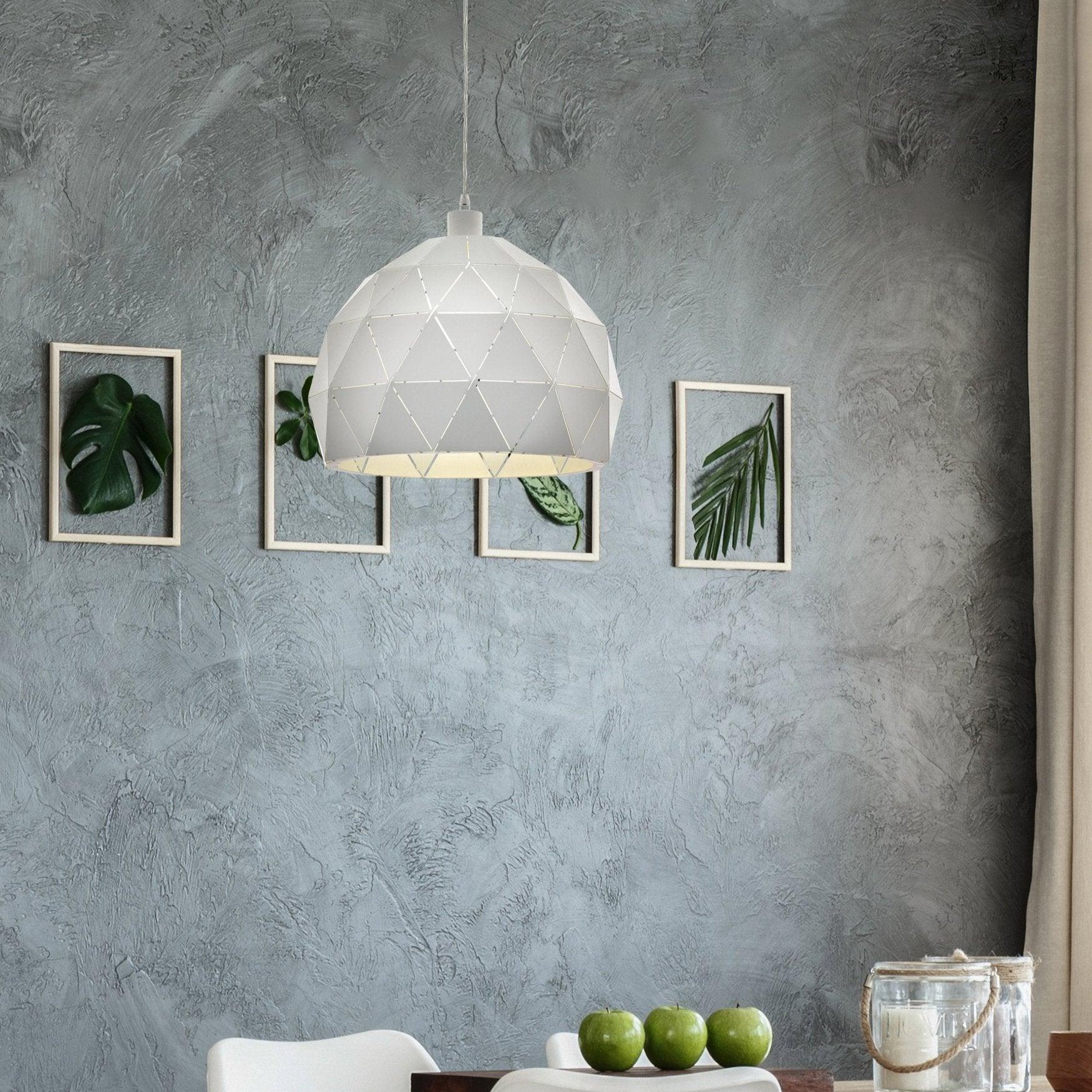 eglo roccaforte white metal geometric ceiling pendant 40cm