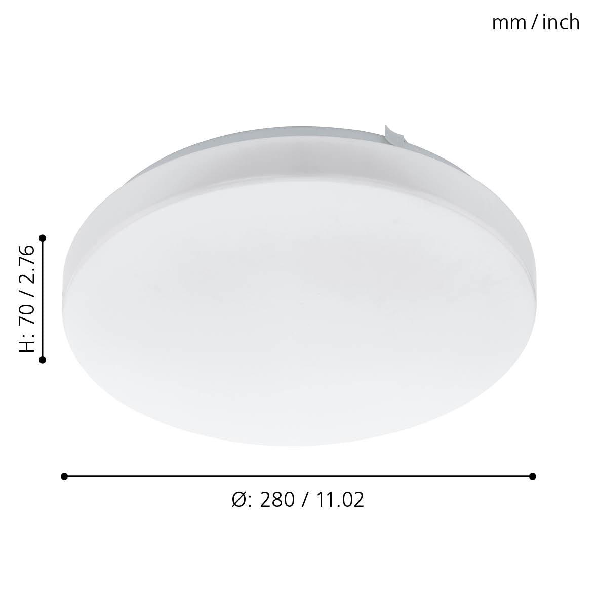 eglo frania white round led ceiling flush 28cm living room close up