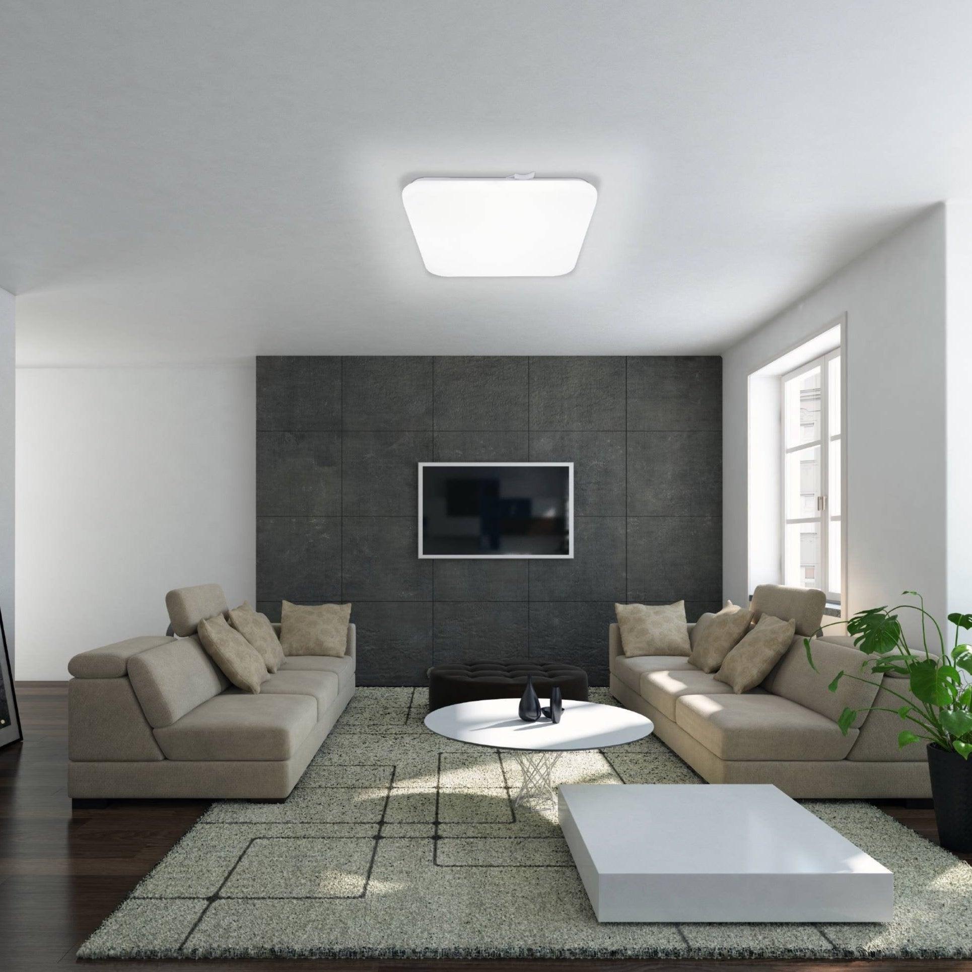 eglo frania led white square ceiling flush 28 cm