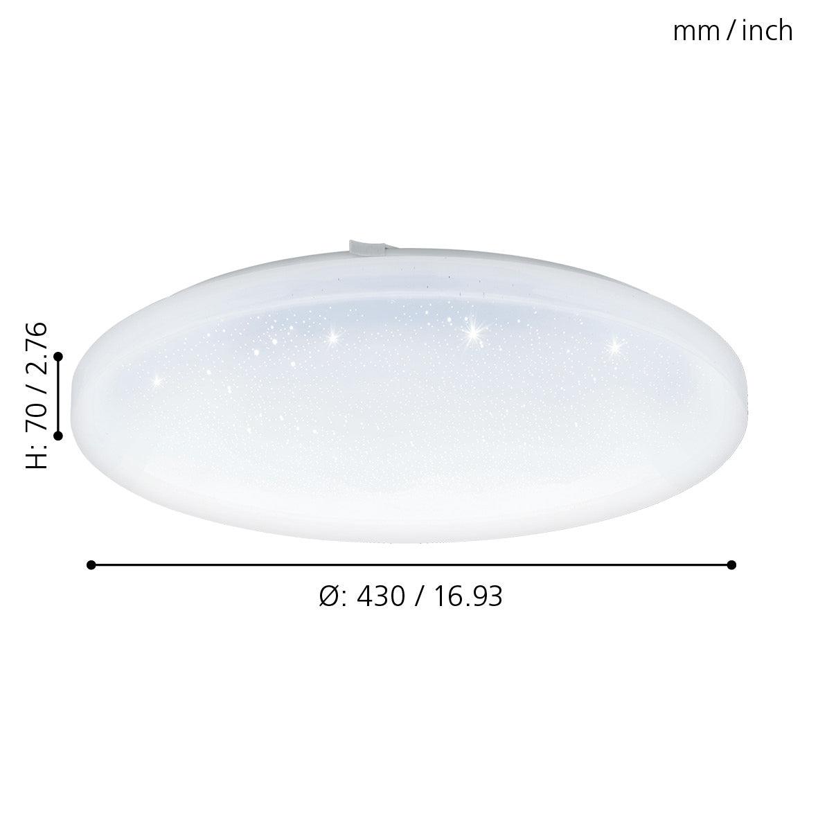 eglo frania s round white led ceiling flush 43cm living room close up