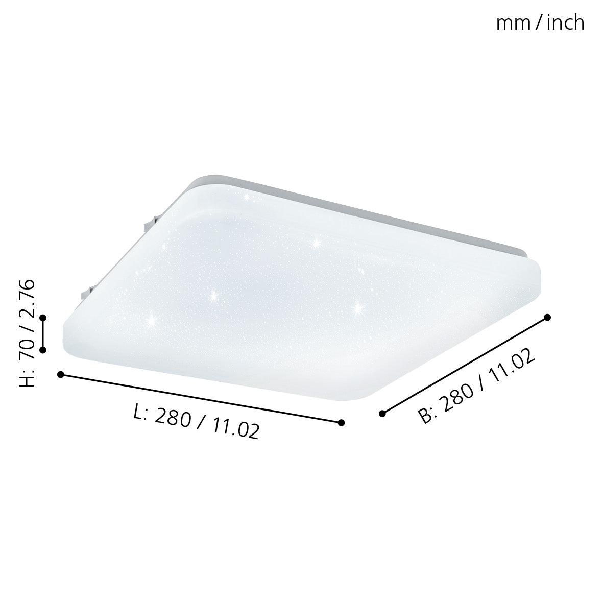 eglo frania s square white led ceiling flush light 28cm living room image