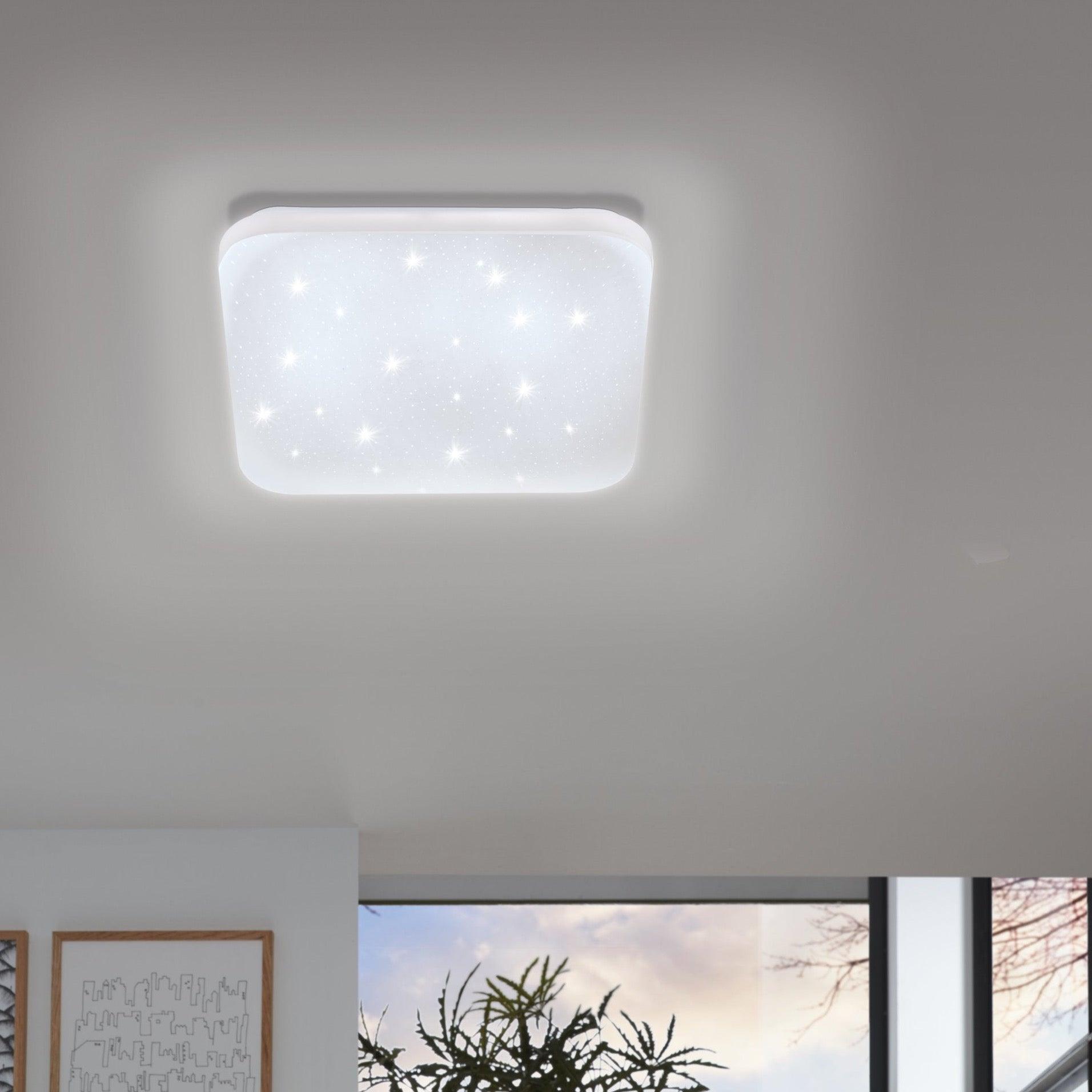 eglo frania s square white led flush 33cm