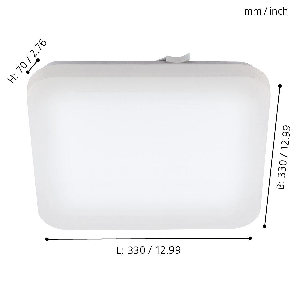 eglo frania ip44 led square bathroom flush 33cm living room close up