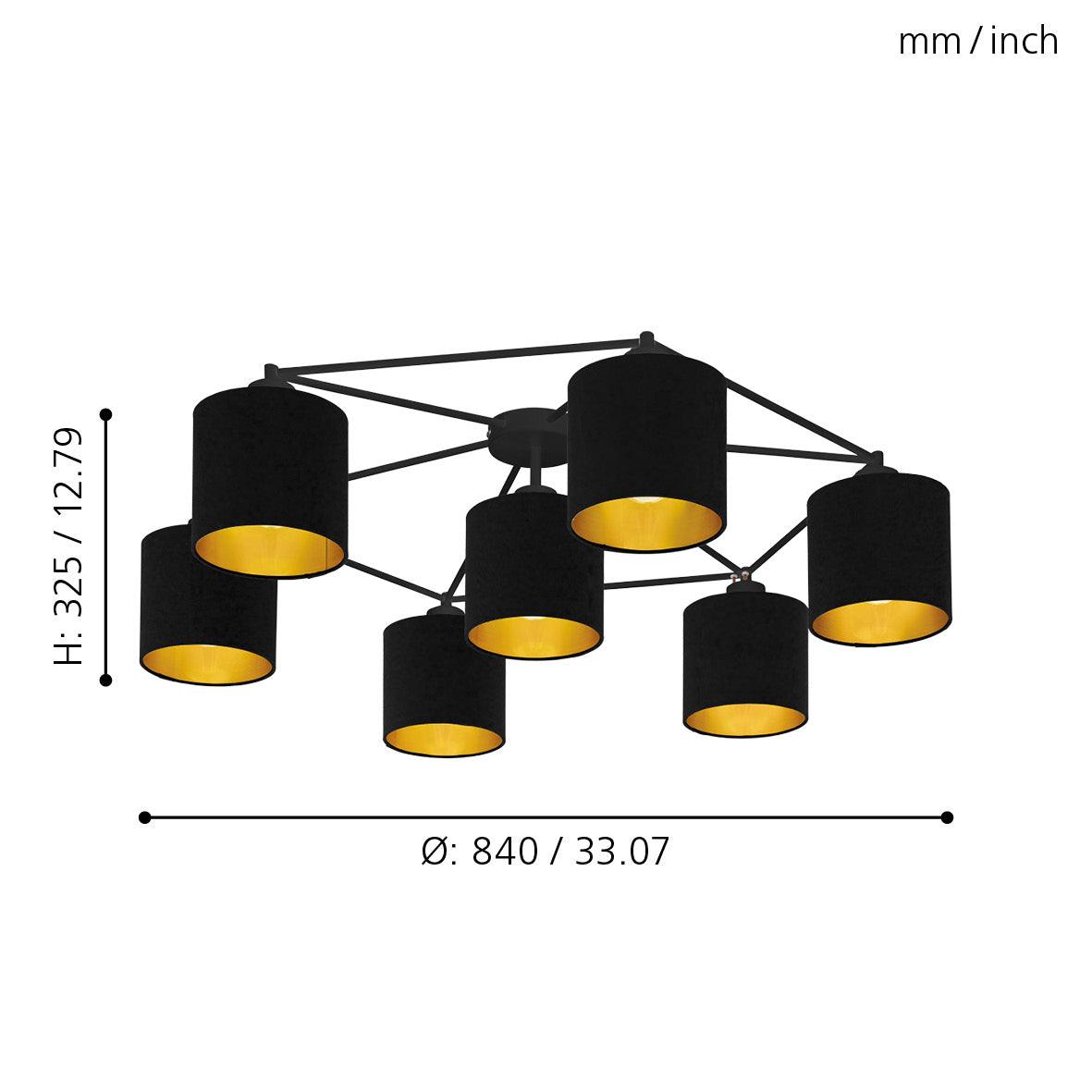 eglo staiti 7 light black gold flush ceiling flush Kitchen Lighting Close Up
